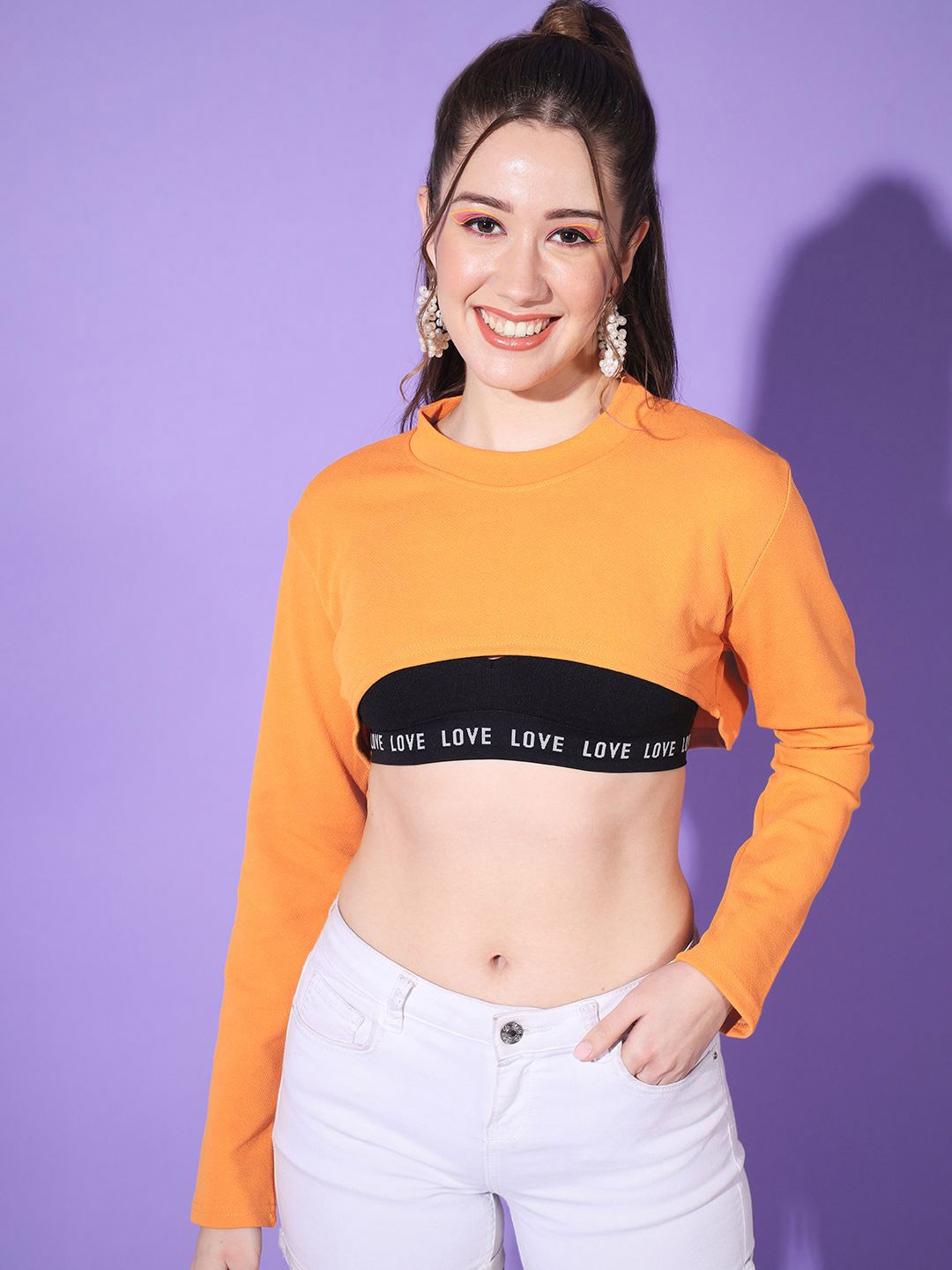

DIMPY GARMENTS Boxy Crop Top, Yellow