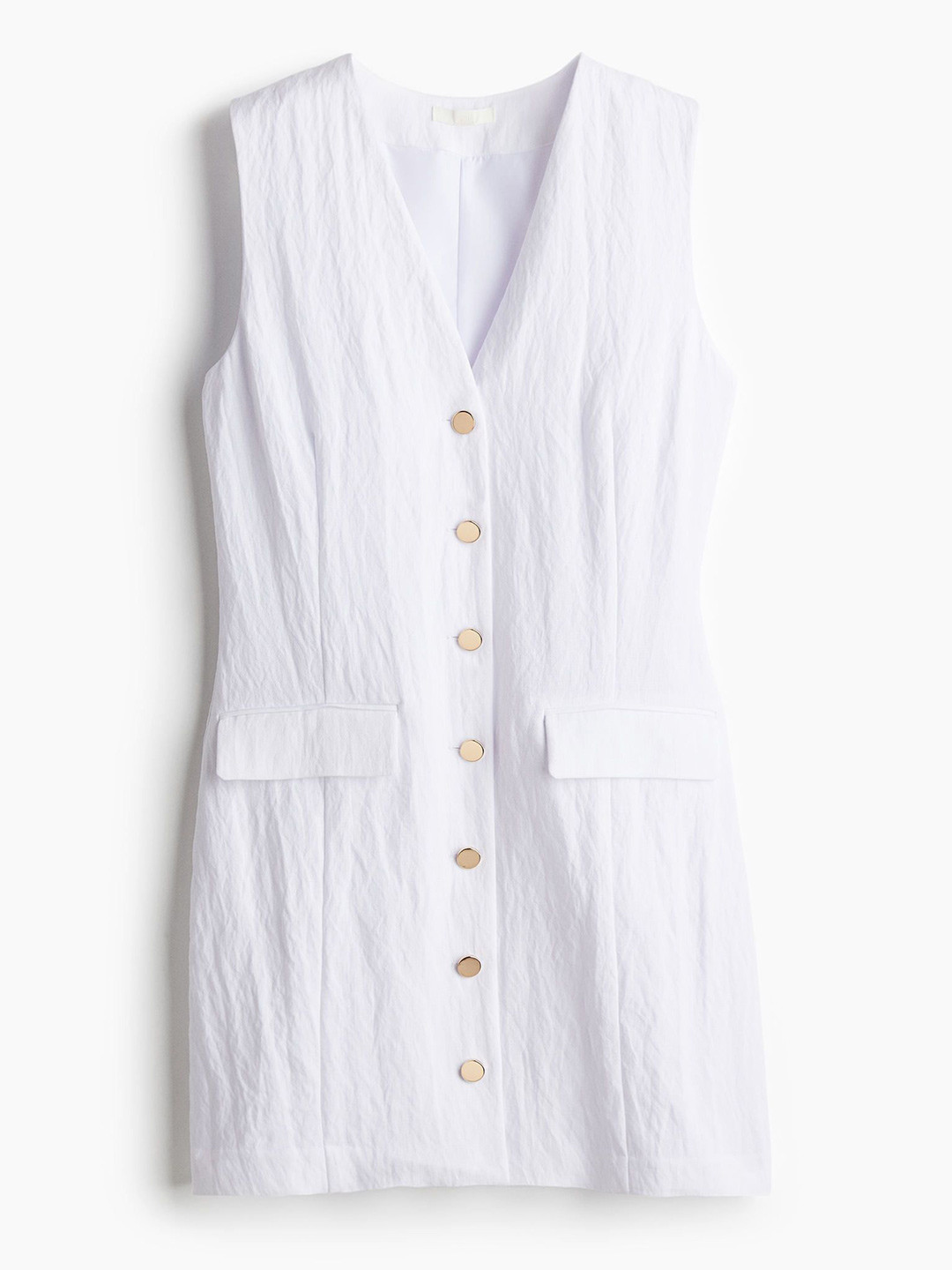 

H&M Button-Front Dress, White