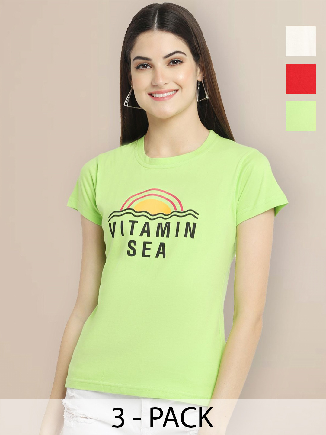 

Metronaut Women Typography 3 Printed Applique T-shirt, Multi