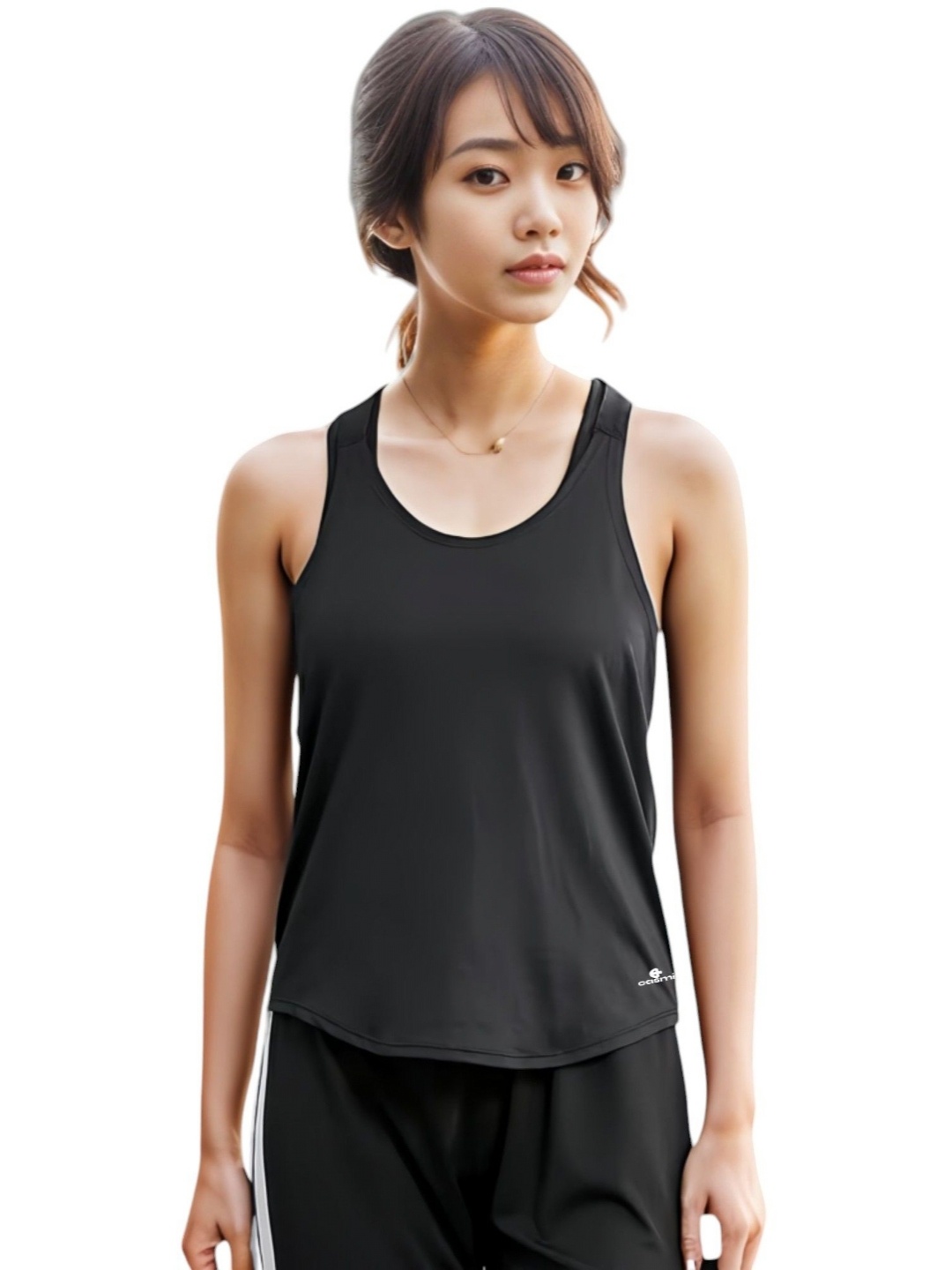 

CASMIR Women Henley Neck Pockets T-shirt, Black