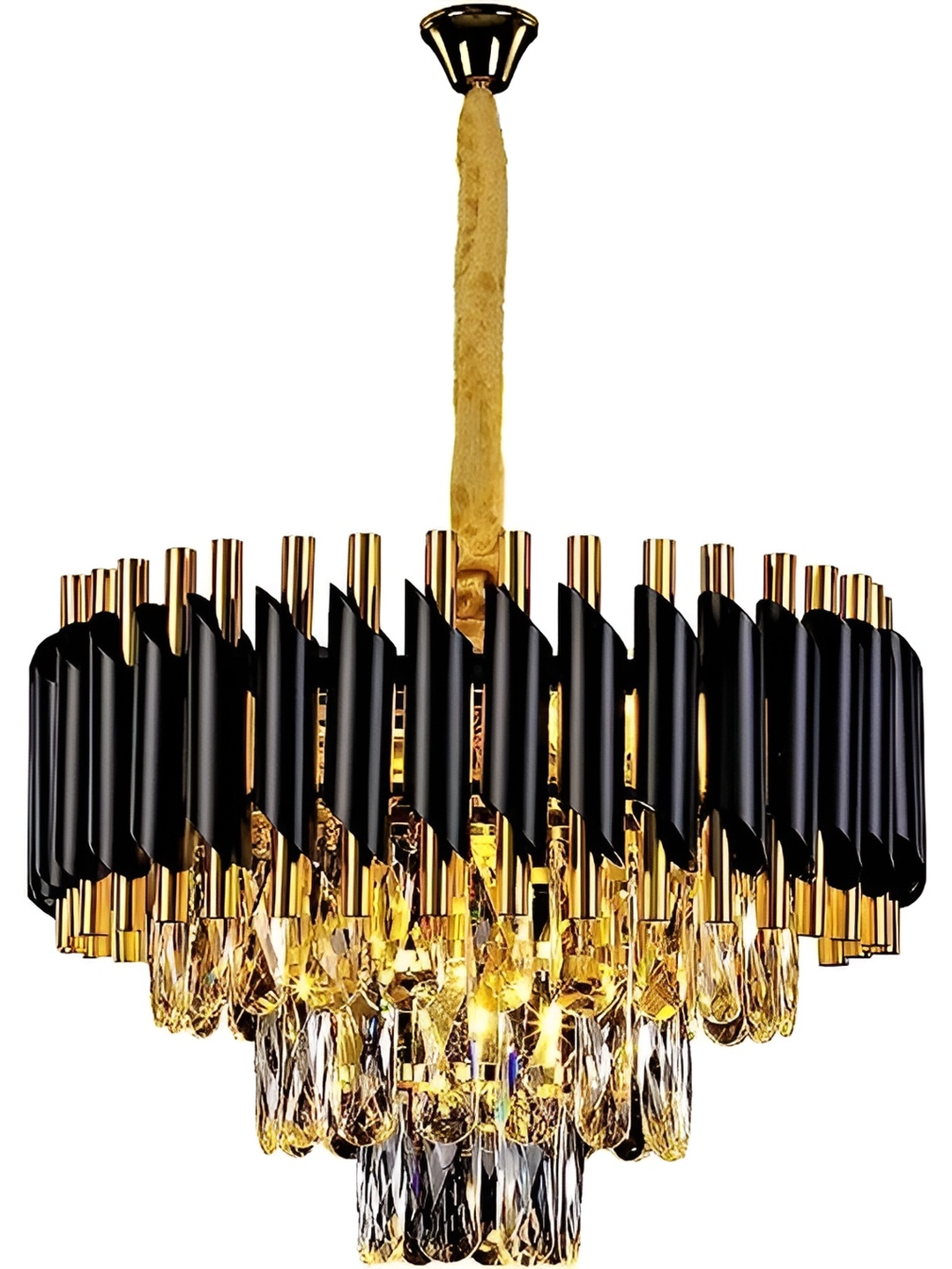 

ORAB Black & Gold-Toned Textured Cylinder Shaped Metal Ceiling Lamp