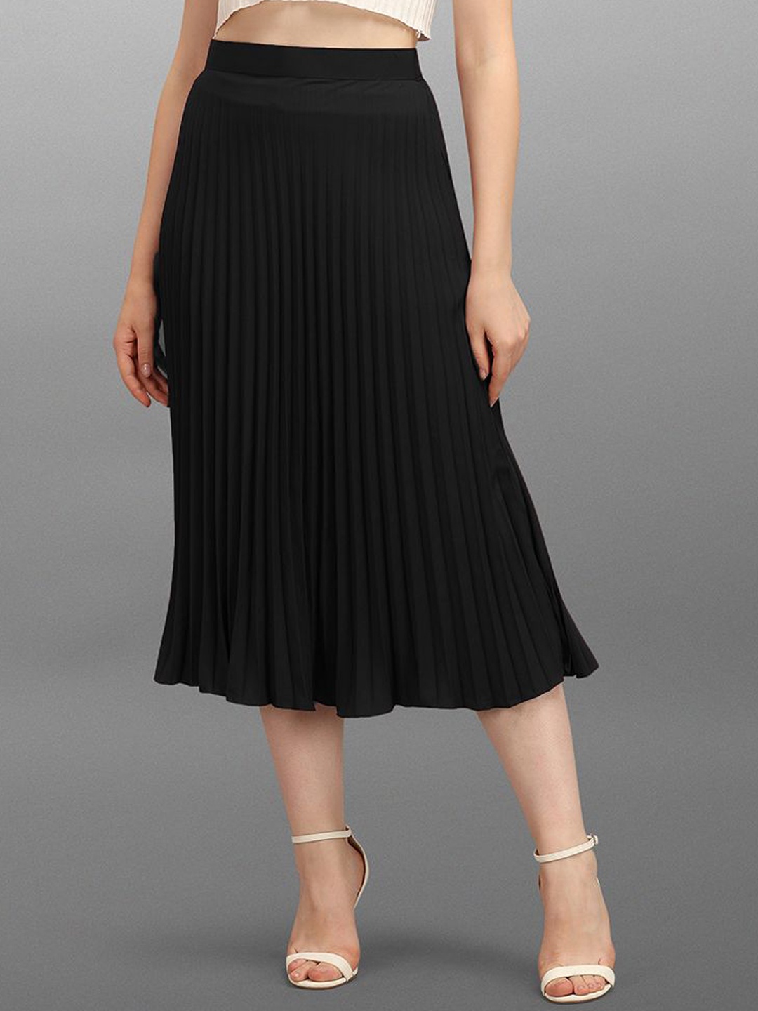 

Moda Rapido Pleated Midi Skirt, Black