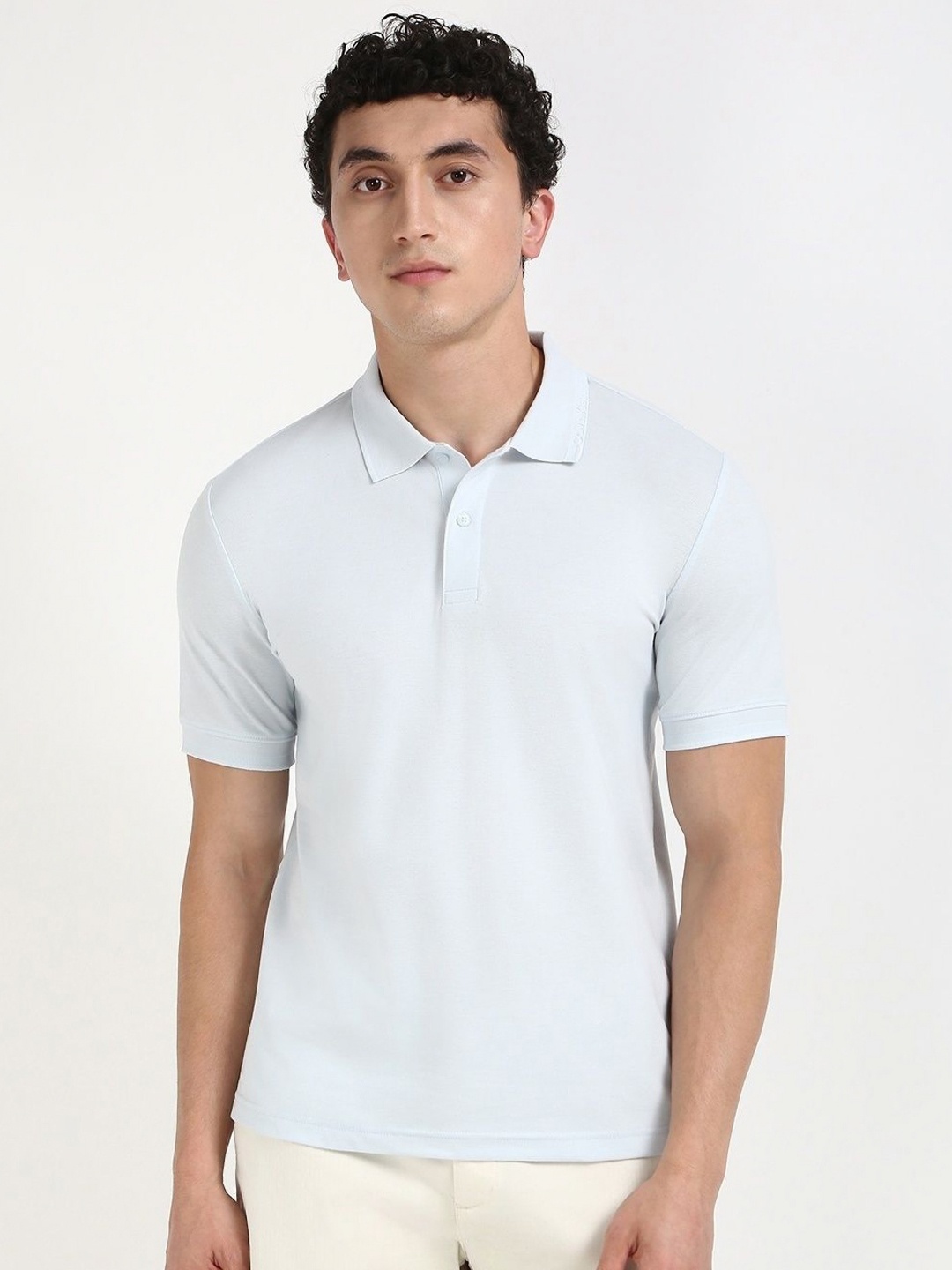 

Calvin Klein Jeans Men Polo Collar Organic Cotton Pockets Slim Fit T-shirt, Blue