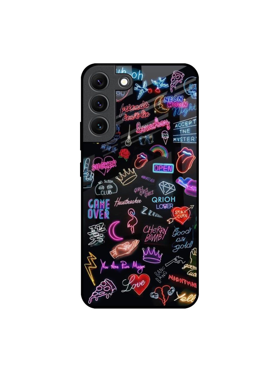 

QRIOH Quirky Printed Samsung Galaxy S22 Back Case Mobile Accessories, Black