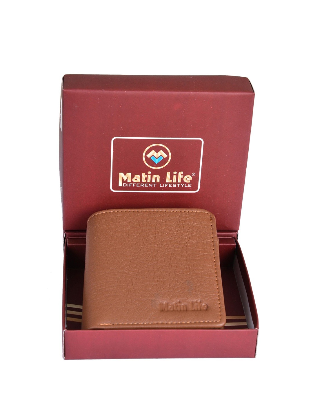 

MATIN LIFE Men PU Two Fold Wallet, Tan