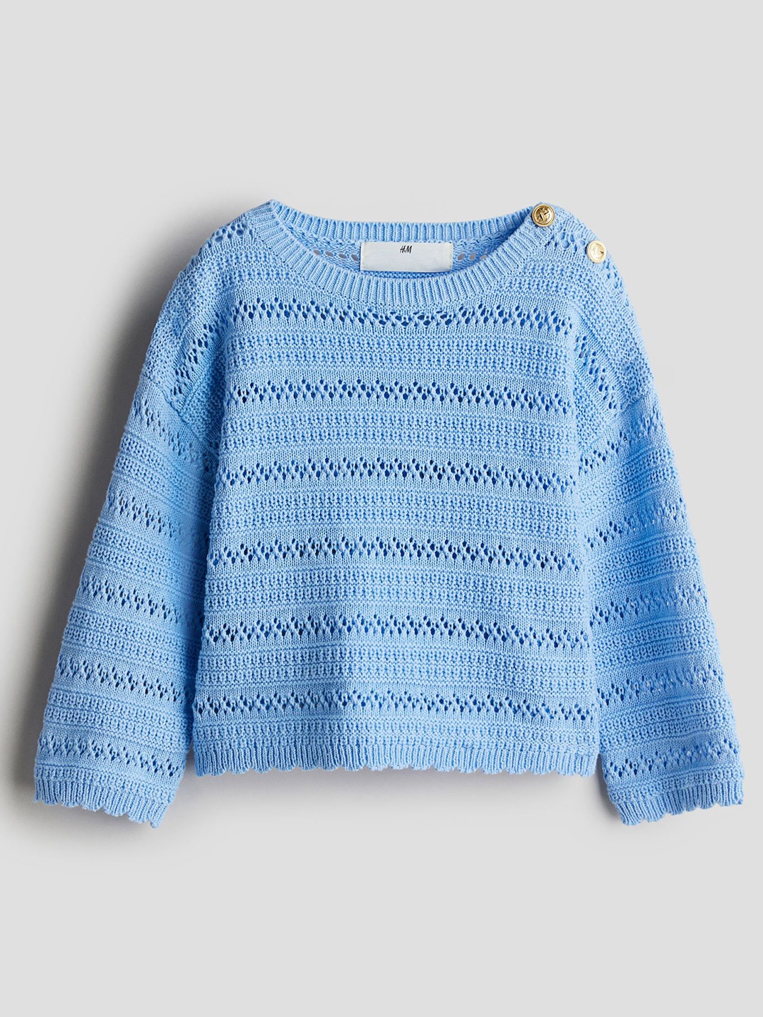 

H&M Pointelle-Knit Cotton Jumper, Blue