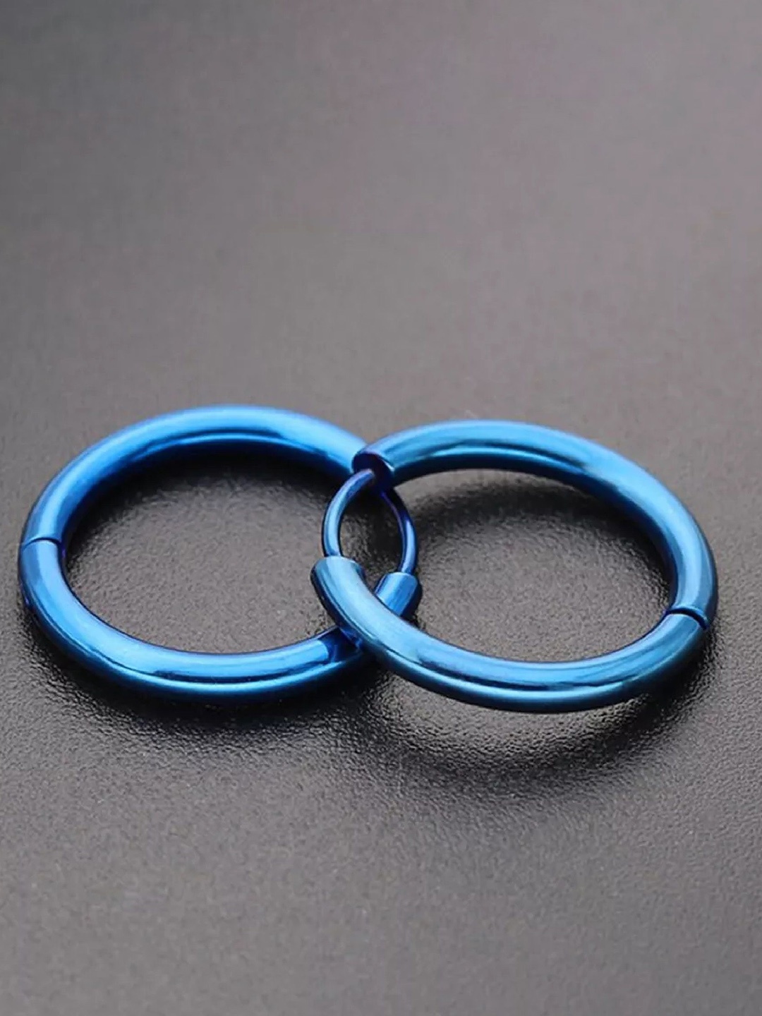 

Crazy Fashion Stainless Steel Circular Hoop Earrings, Blue