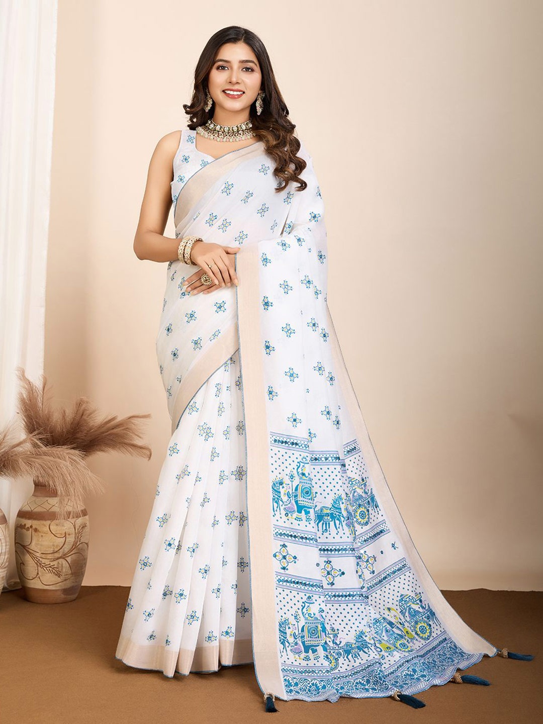

VORIMA Pure Cotton Saree, Blue