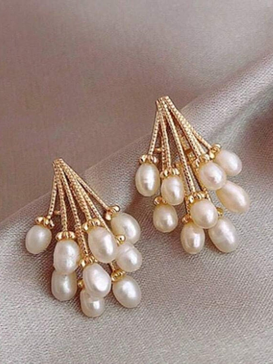 

BEYTER Sterling Silver Classic Pearl Drop Earrings, Gold