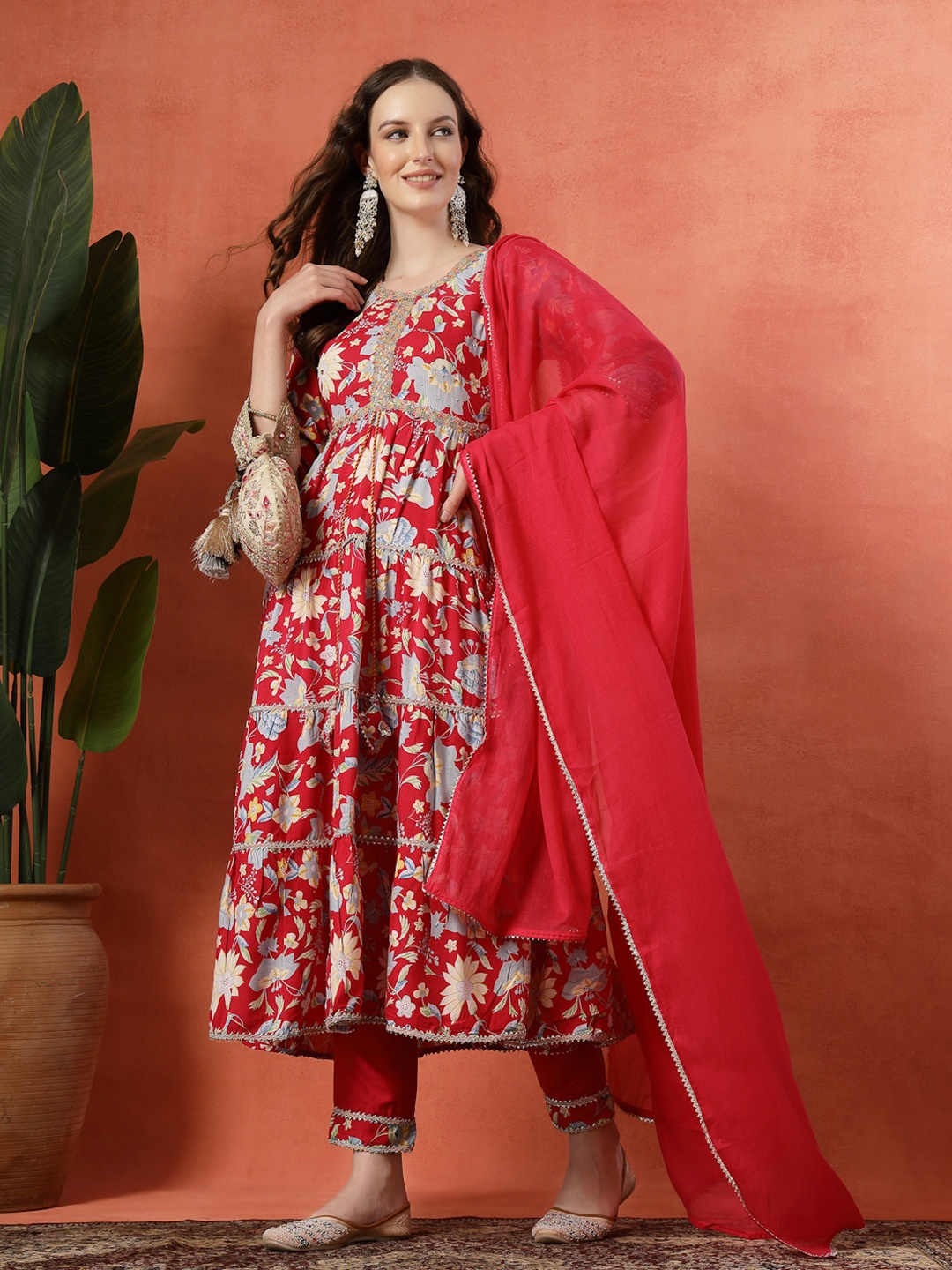 

KALINI Women Floral Printed Regular Kurta with Trousers & With Dupatta, Multi