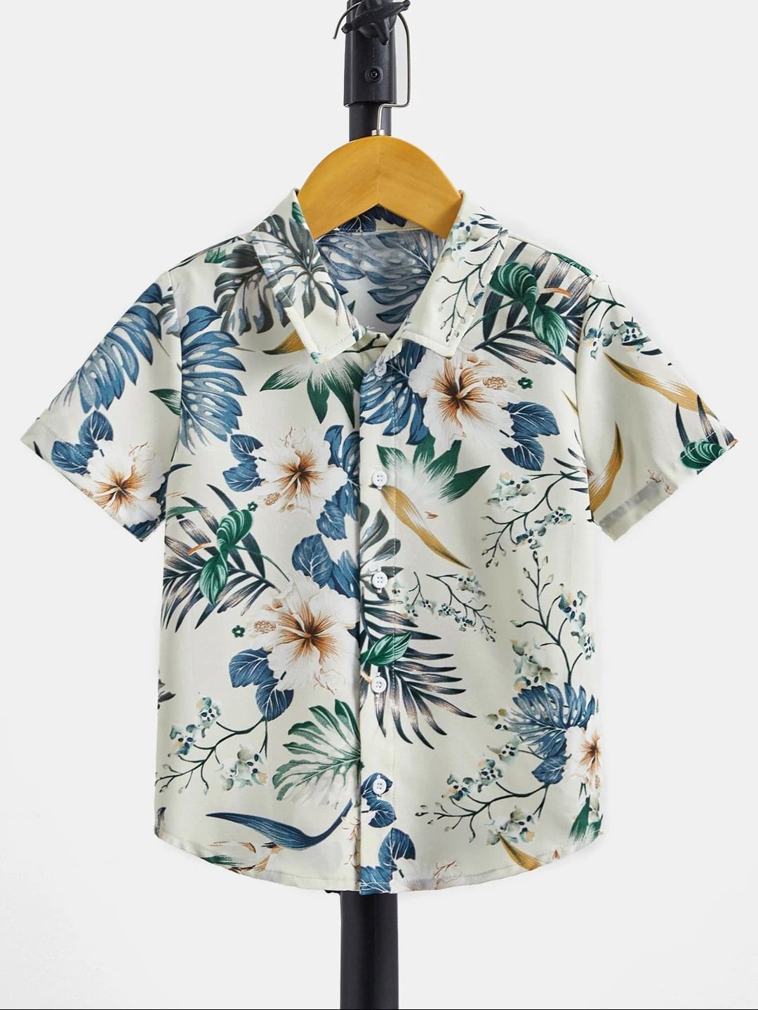

BAESD Boys Standard Floral Opaque Printed Party Shirt, White