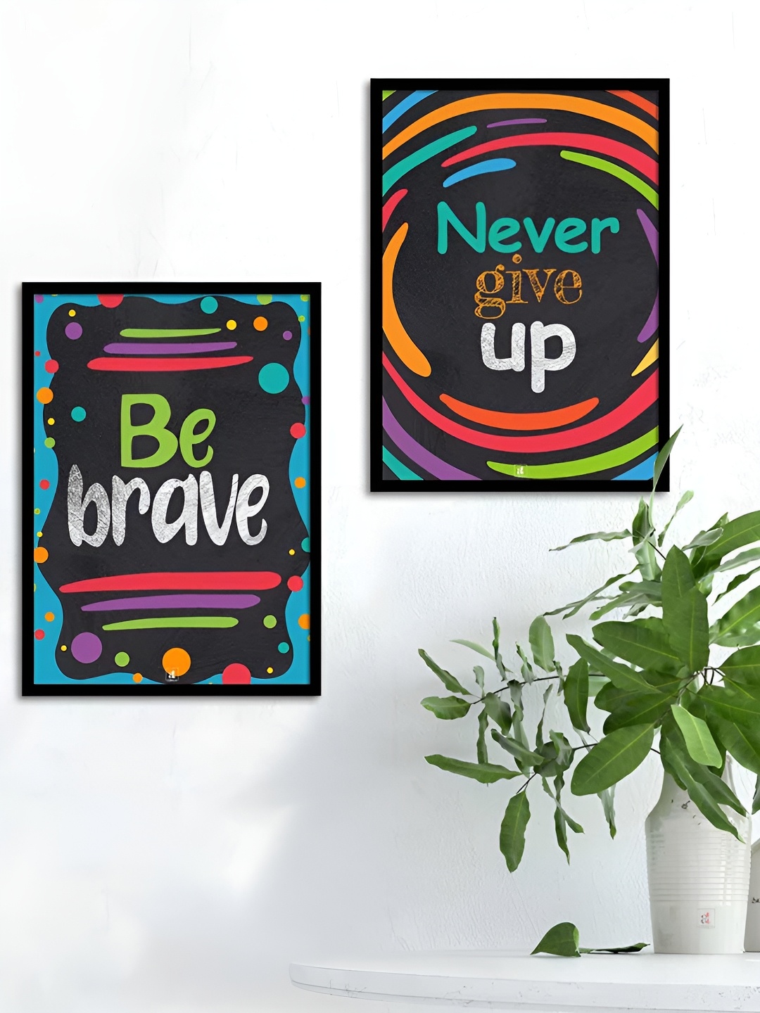 

Myntra Elegant Homes Black & Red 2 Pieces Typography Printed Wall Paintings