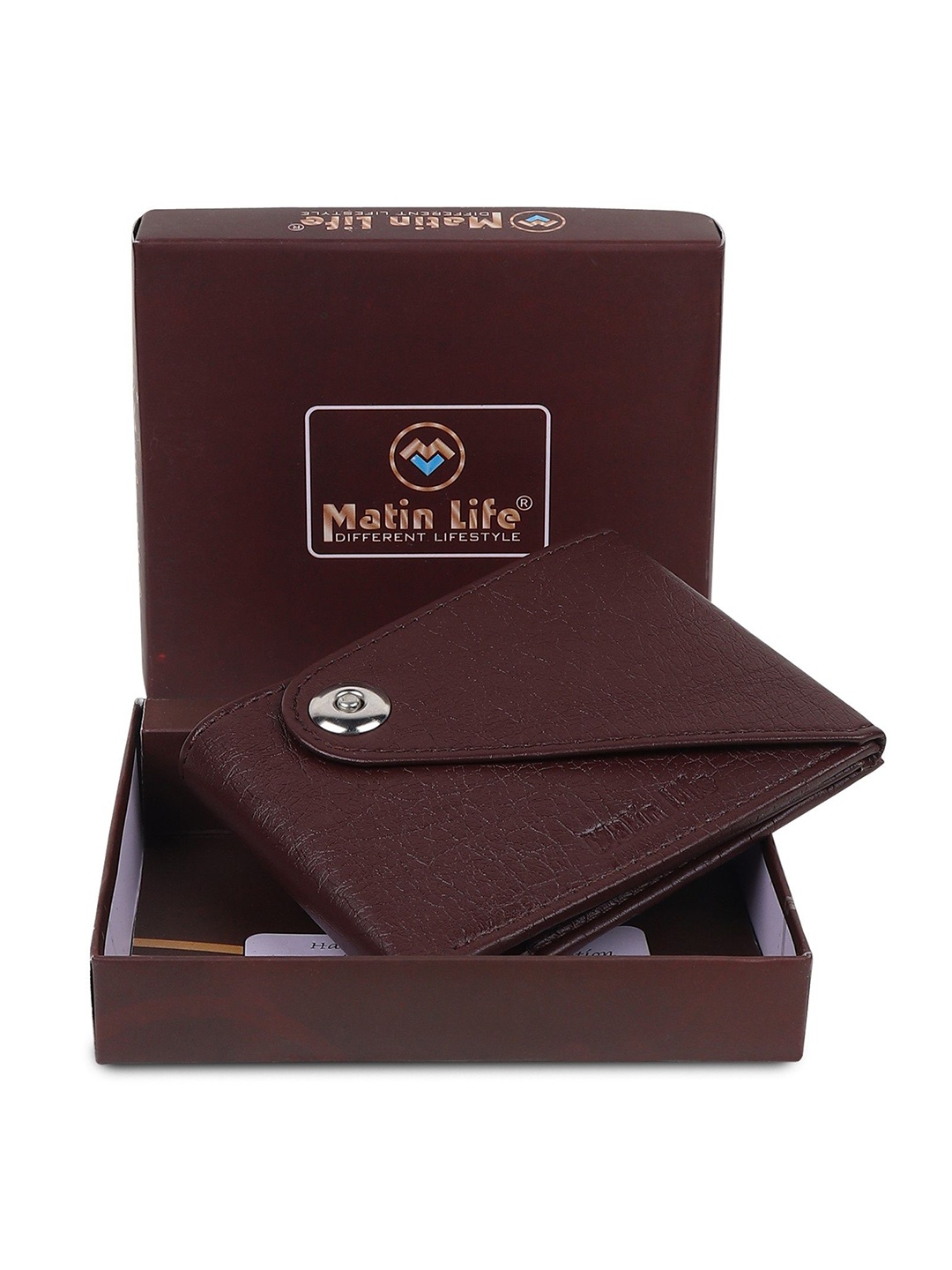 

MATIN LIFE Men PU Three Fold Wallet, Brown