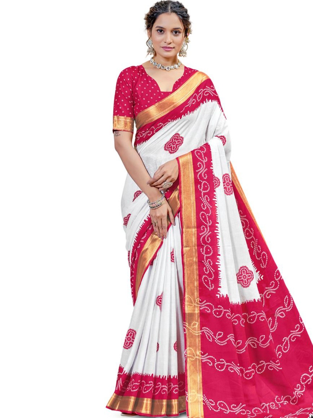 

HMP Fashion Bandhani Bandhani Saree, Pink