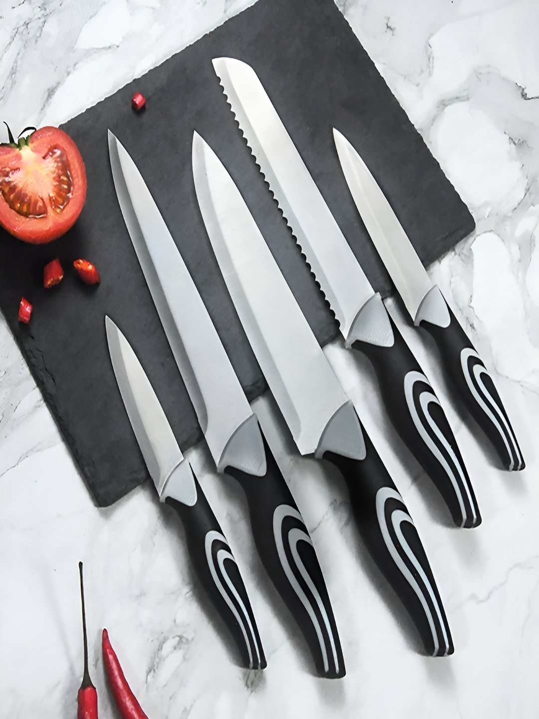 

MACHADO 5 Pieces Silver-Toned Stainless Steel Knife