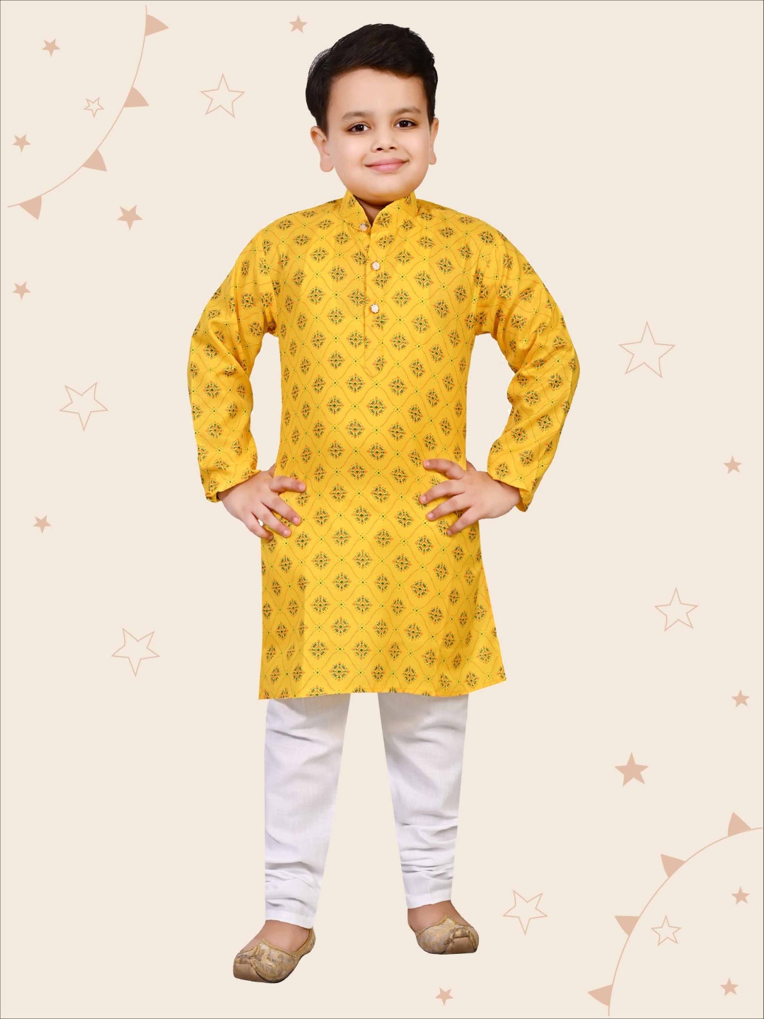 

Kidotsav Boys Ethnic Motifs Printed Regular Kurta with Pyjamas, Yellow