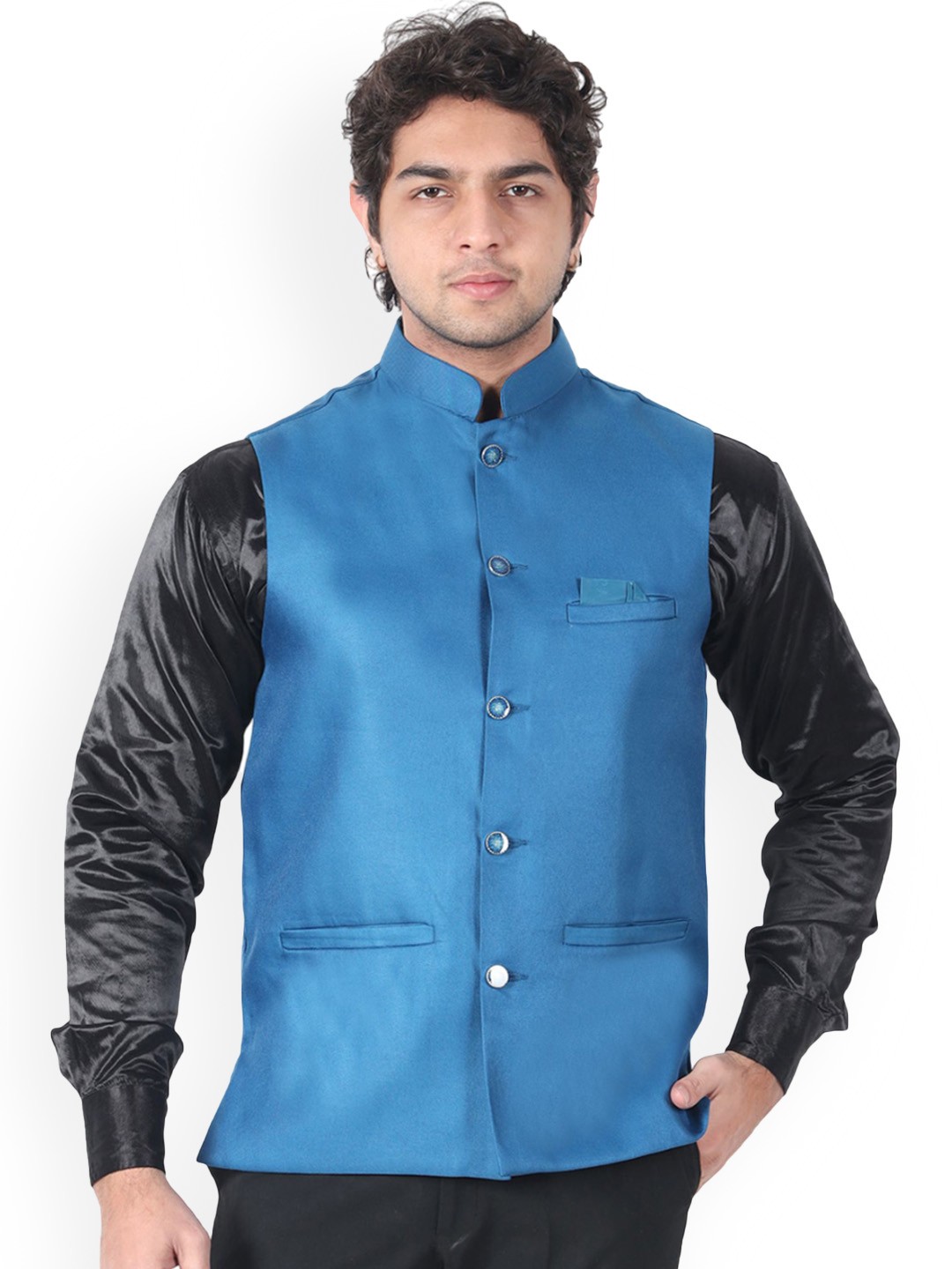 

BUZZIC FASHION UNLIMITED Mandarin Collar Nehru Jacket, Green