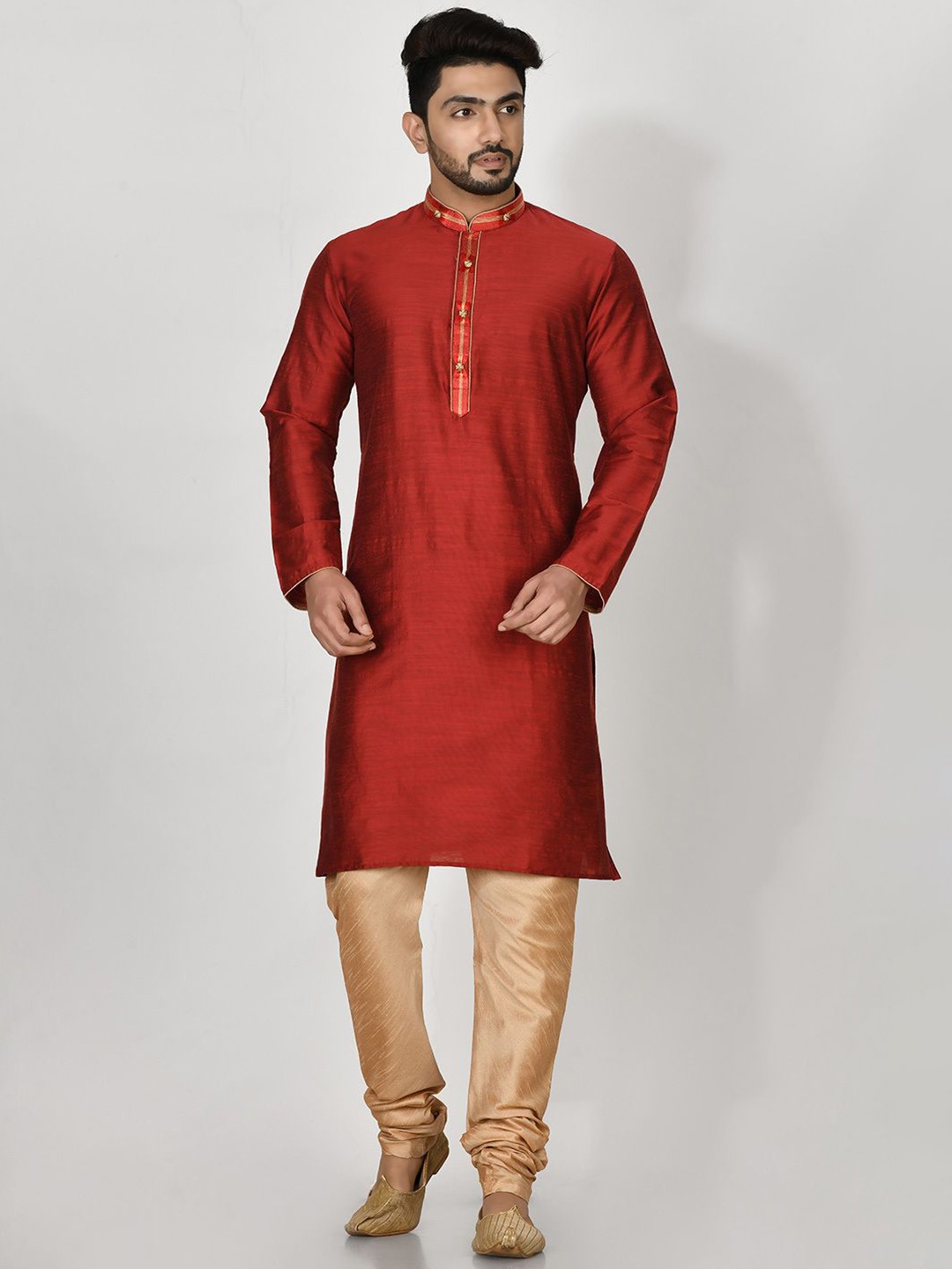 

RANAK Men Regular Kurta with Pyjamas, Maroon