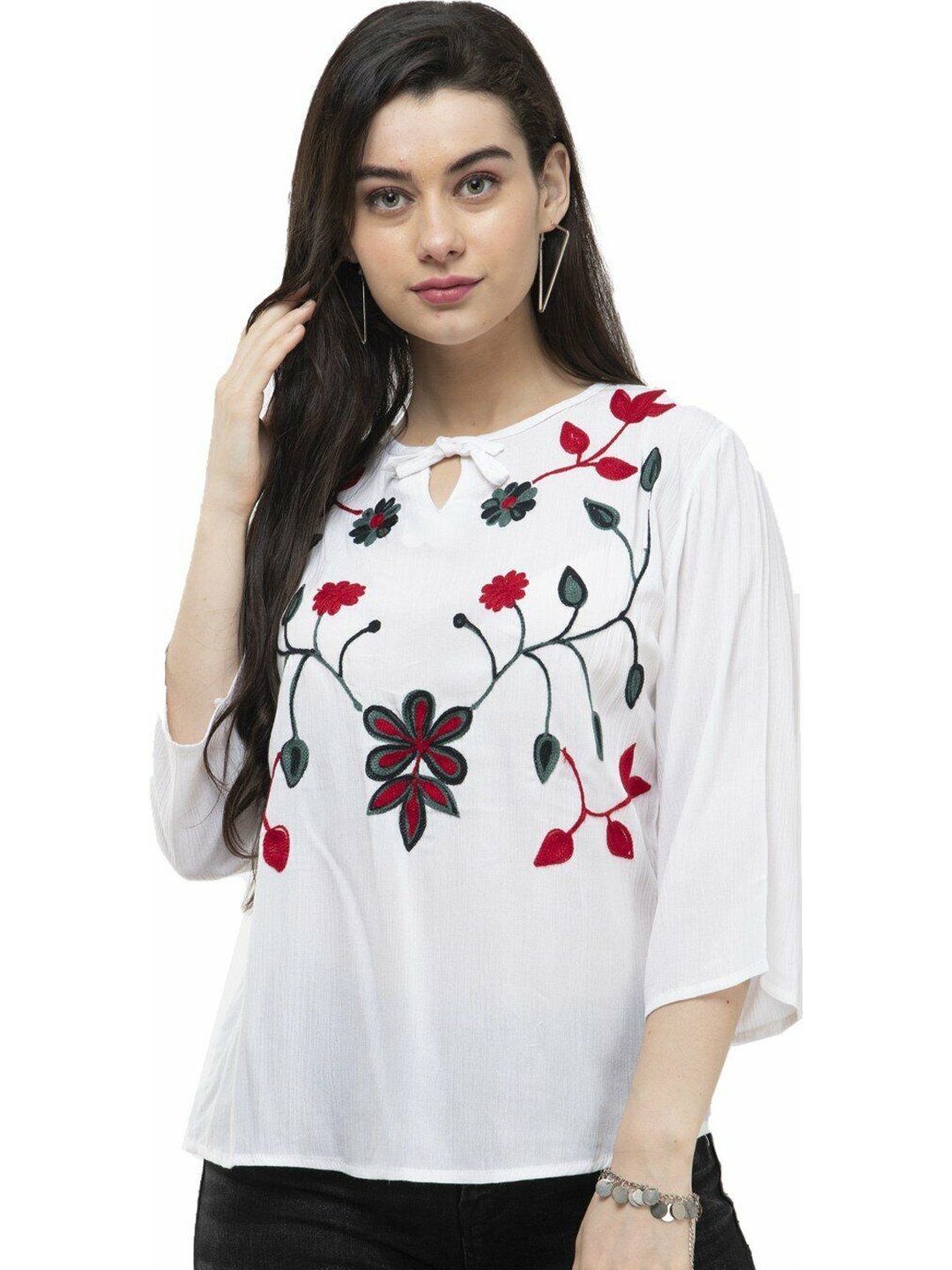 

YLCOMPANY Floral Print Top, White