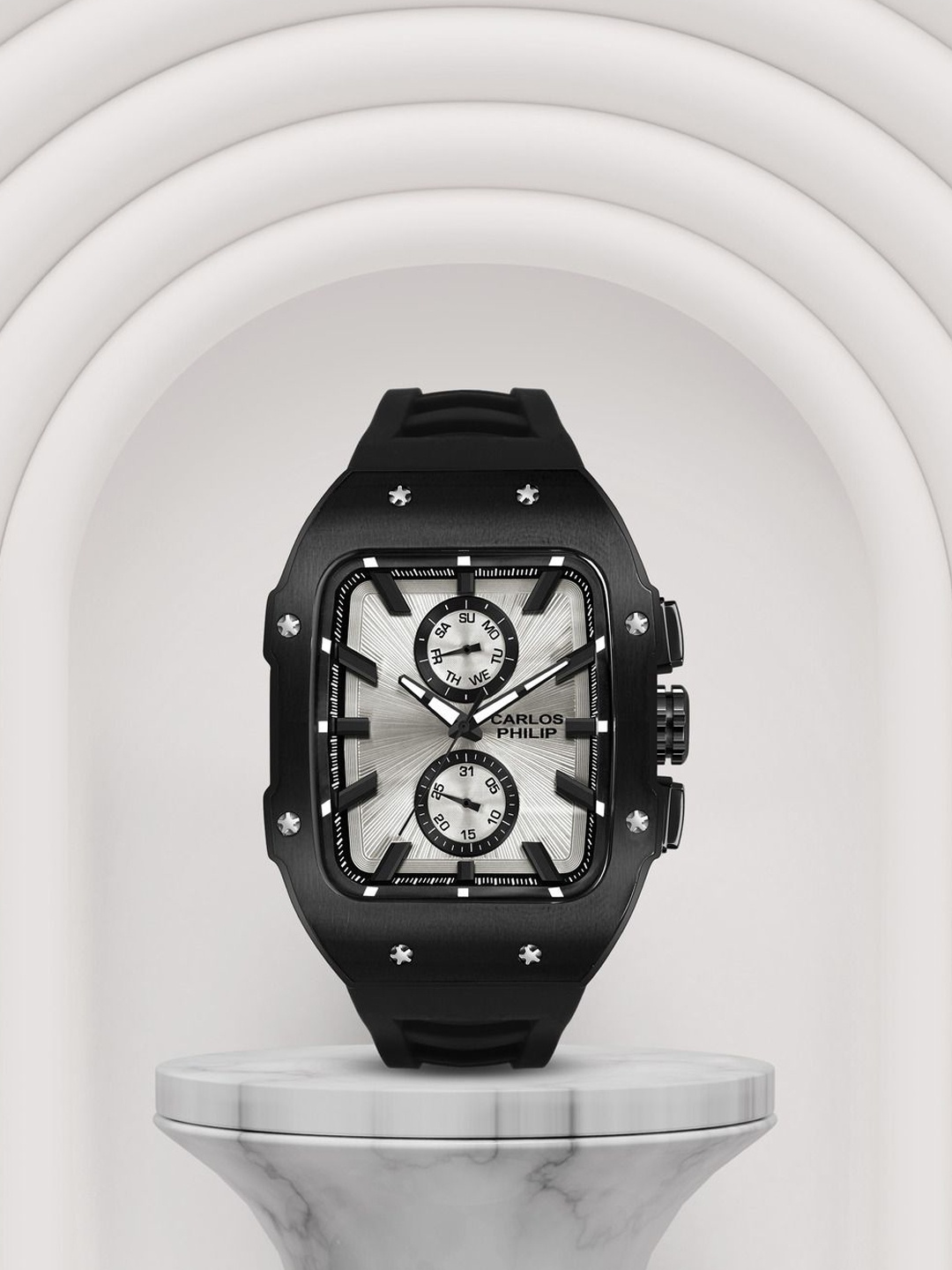 

CARLOS PHILIP Men Brass Dial & Straps Analogue Watch S03950-2, Black