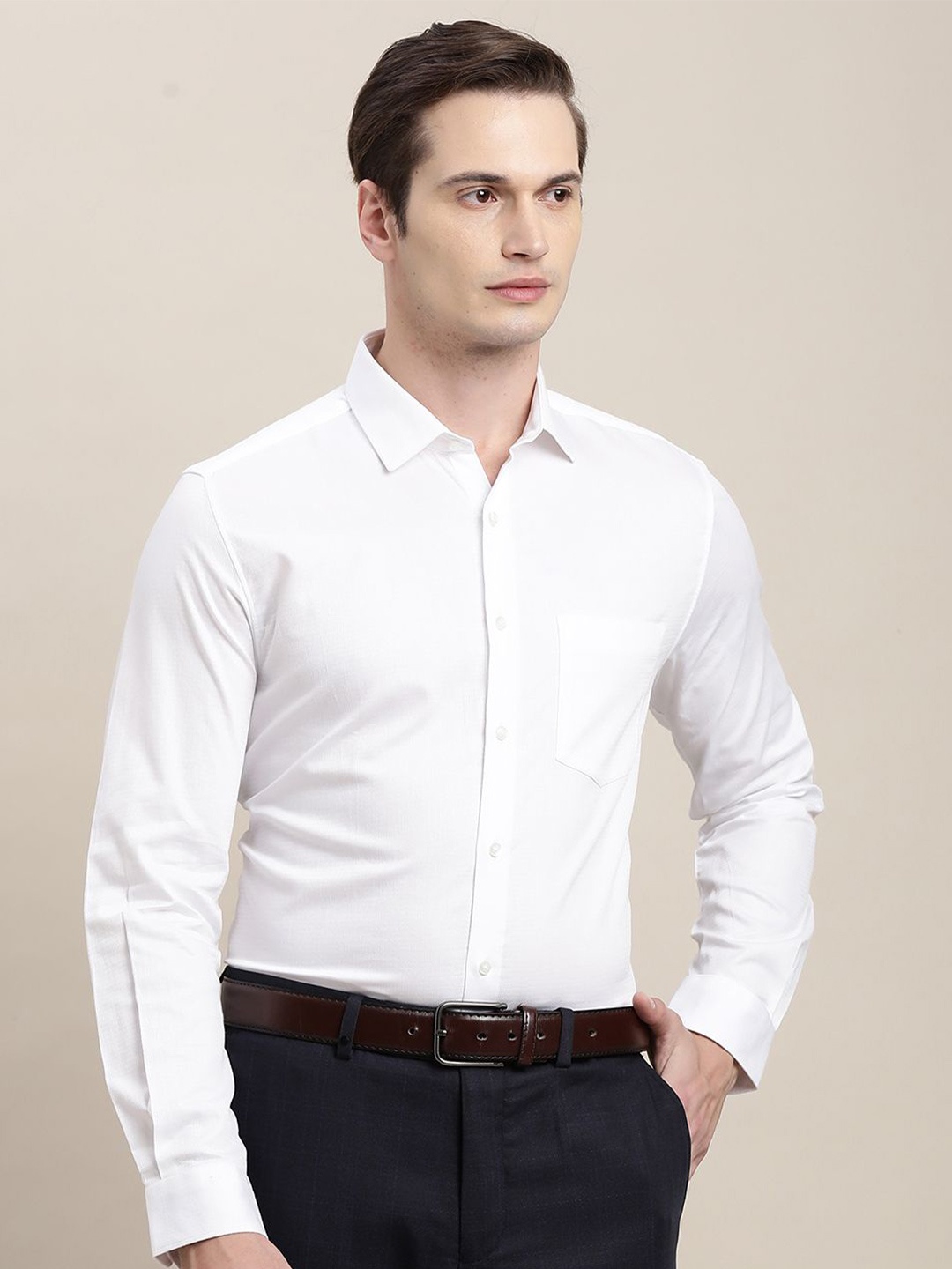 

Turtle Men Standard Slim Fit Opaque Formal Shirt, White
