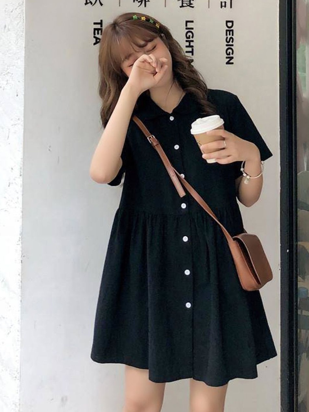 

DressBerry Shirt Dress, Black