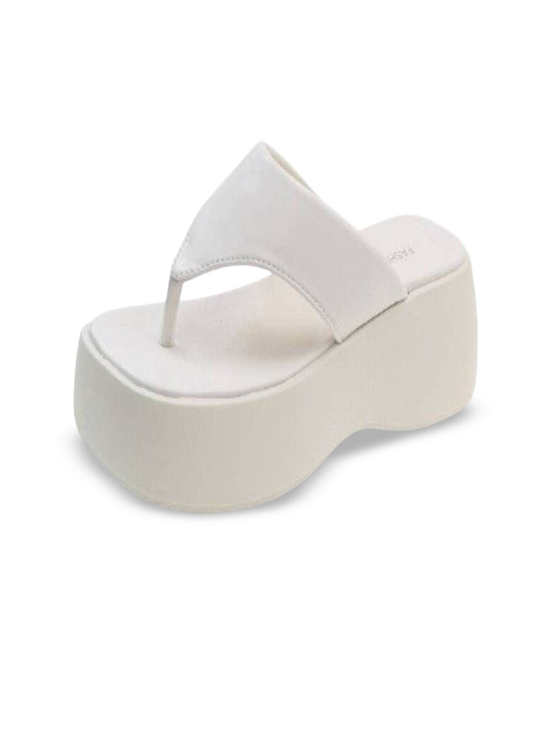 

GLO GLAMP Colourblocked Wedge Sandals with Buckles, White