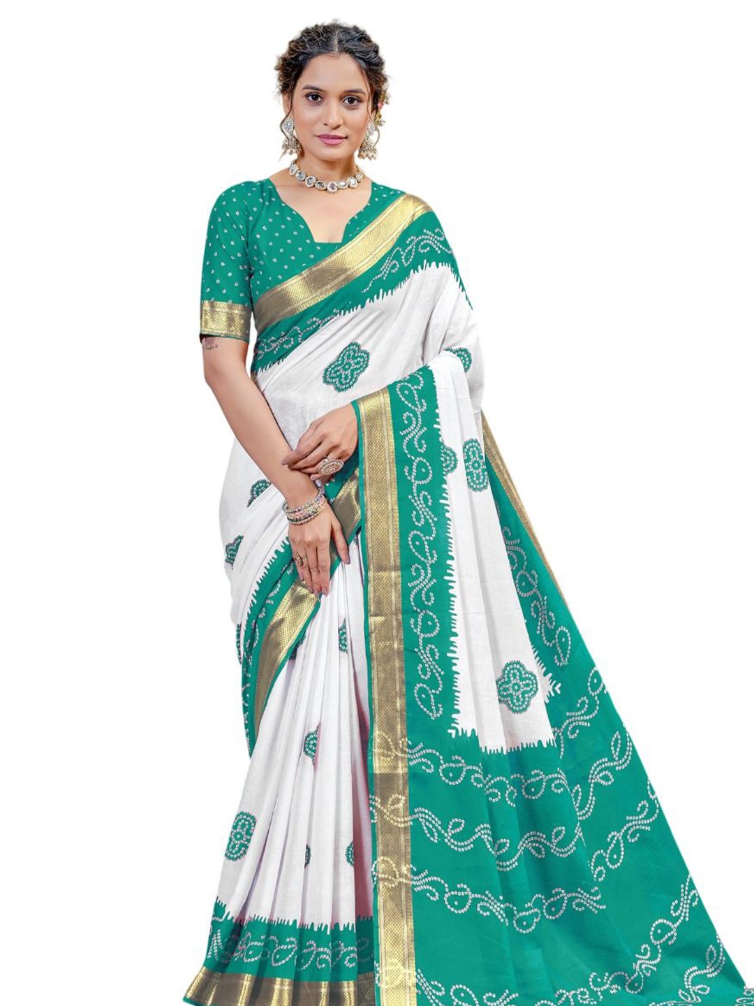 

HMP Fashion Bandhani Bandhani Saree, Teal