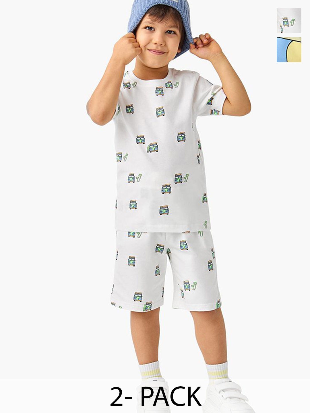 

Juniors by Babyshop Set Of 2 Boys Printed T-shirt with Shorts, White