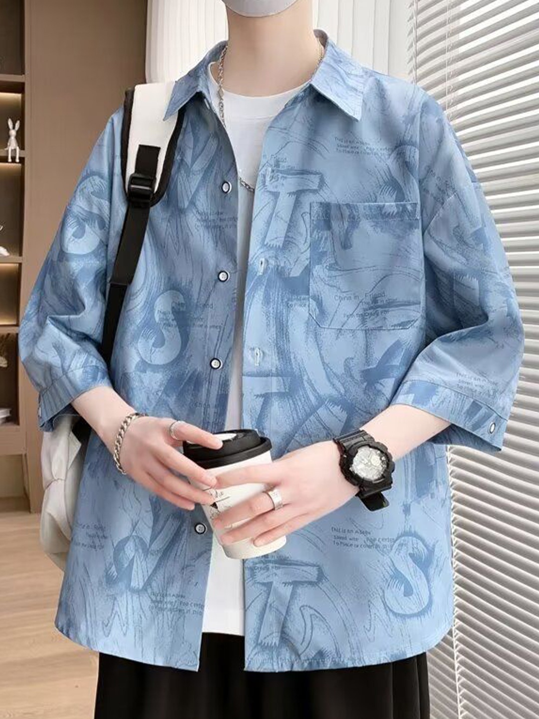 

StyleCast Men Opaque Printed Casual Shirt, Blue