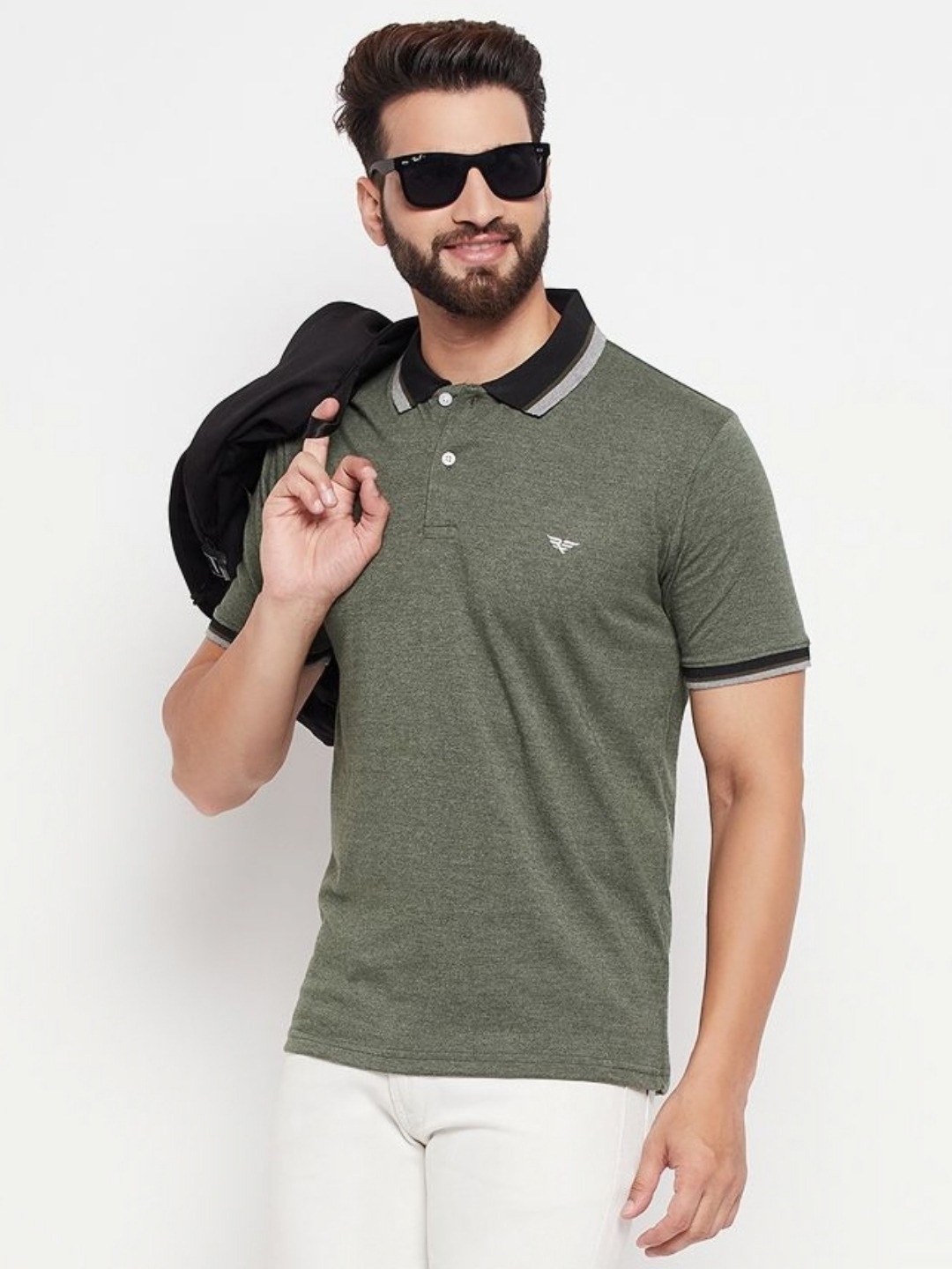 

XYRIS Men Polo Collar T-shirt, Olive