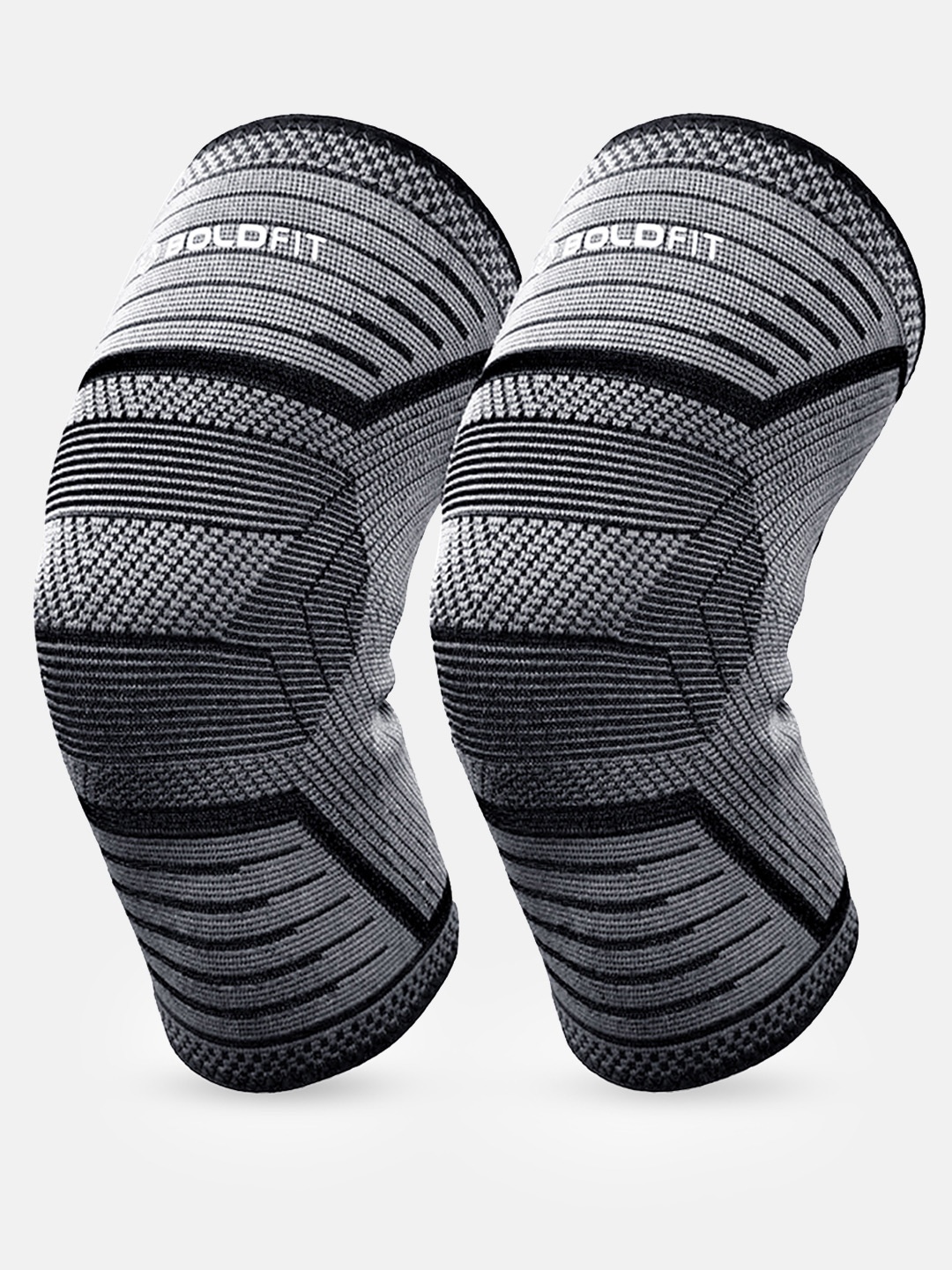 

BOLDFIT Knee Sleeve Linear Grey Black Extra Large