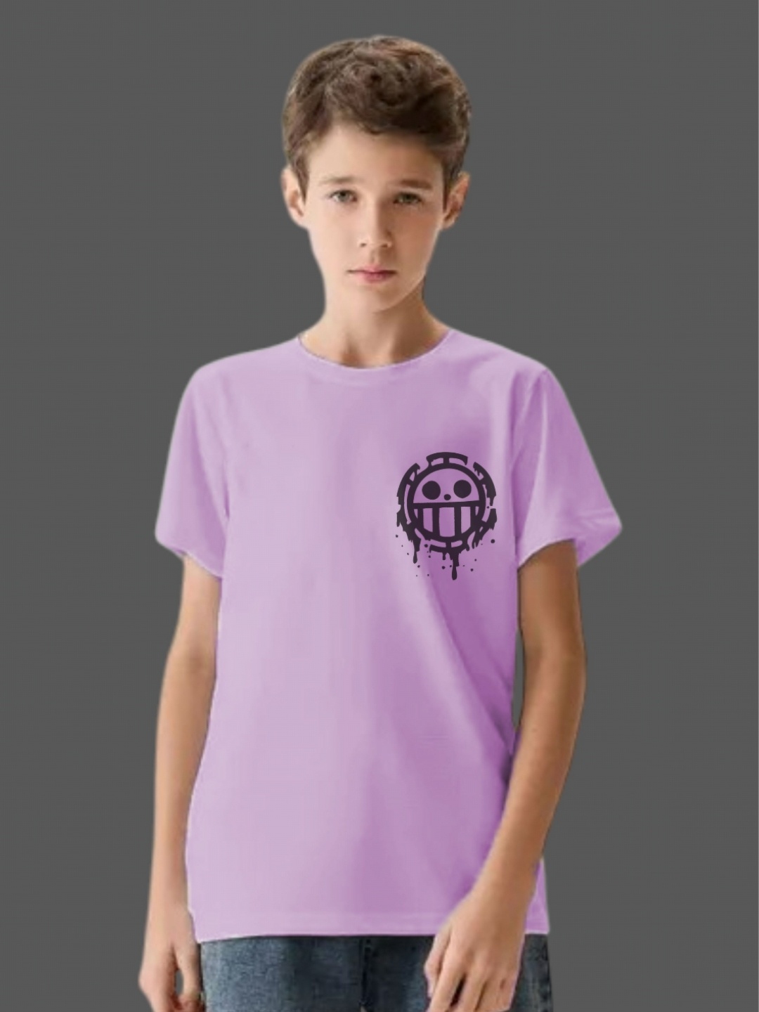 

Uniplanet store Boys Typography Printed Raw Edge T-shirt, Purple