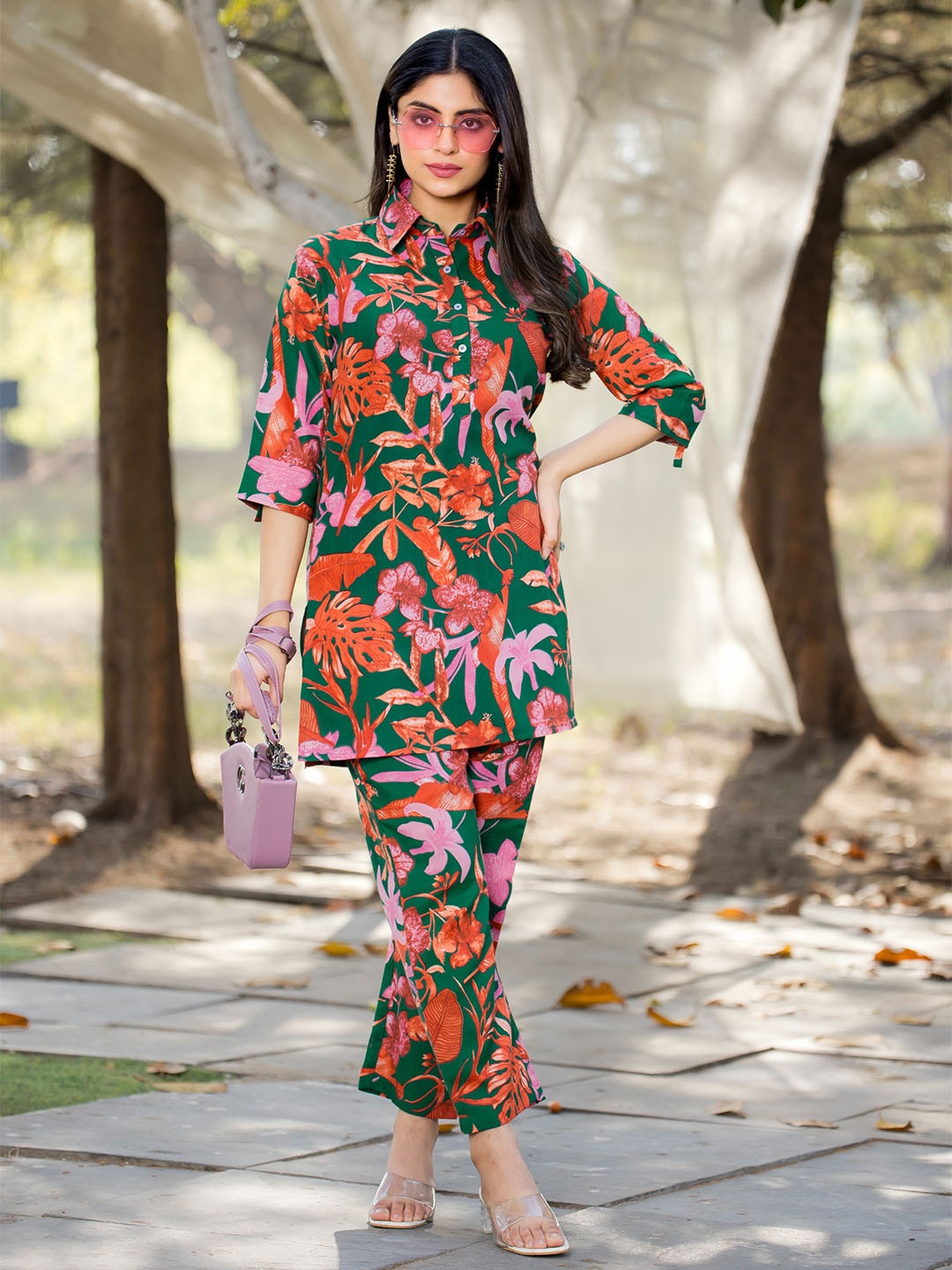 

Anouk Printed Three-Quarter Sleeves Shirt With Trouser, Rust