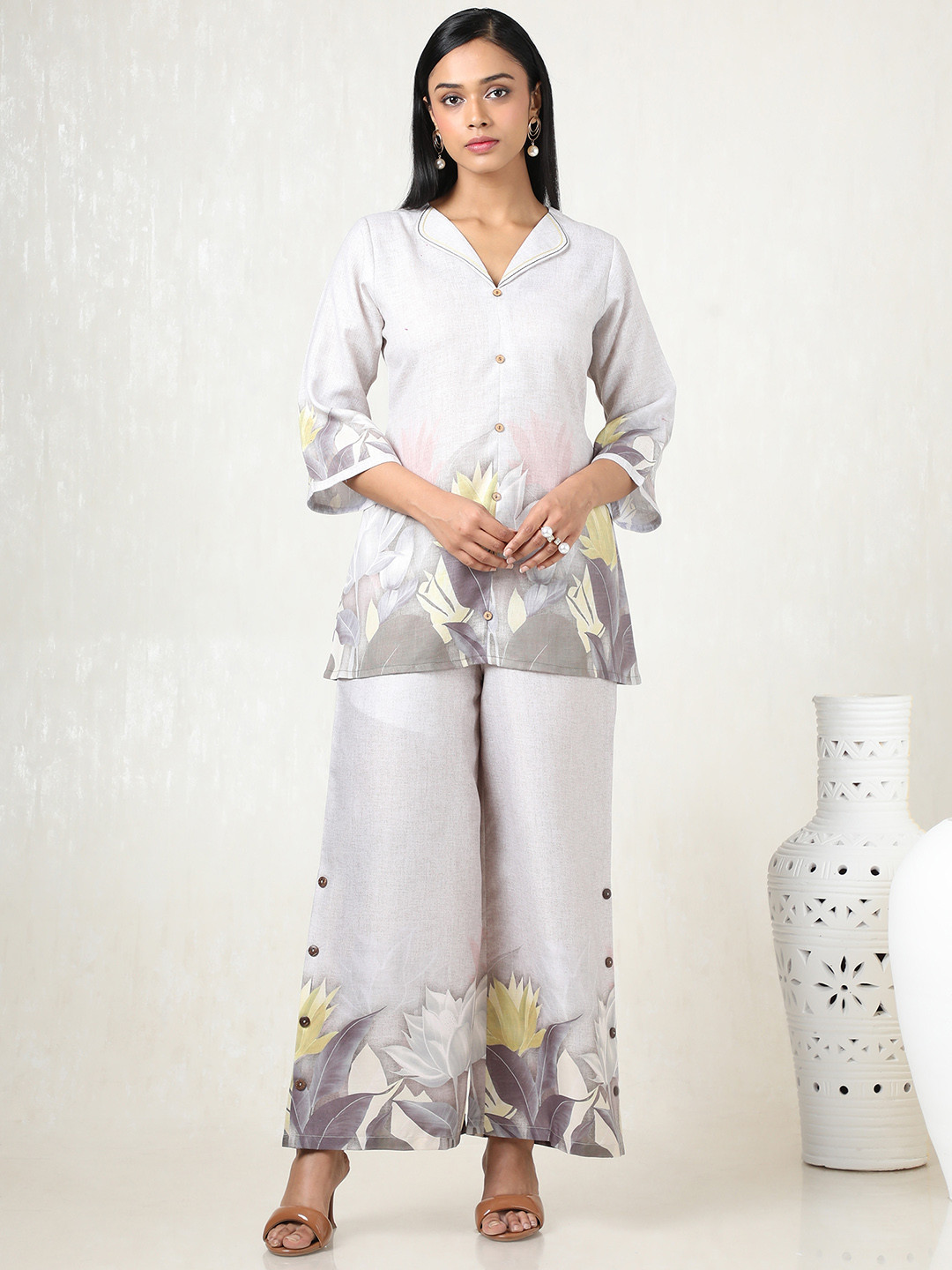

Soch Floral Printed Three Quarter Sleeve Tunic & Trousers Co-Ords, Pink