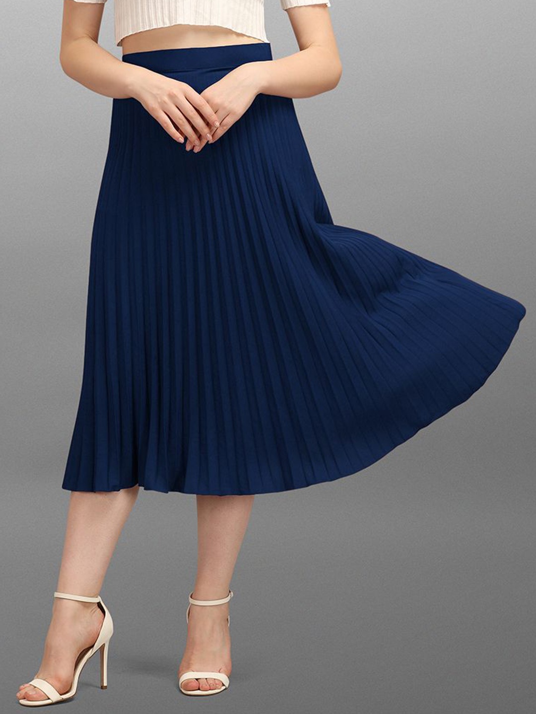 

Moda Rapido Pleated Midi Skirt, Navy blue