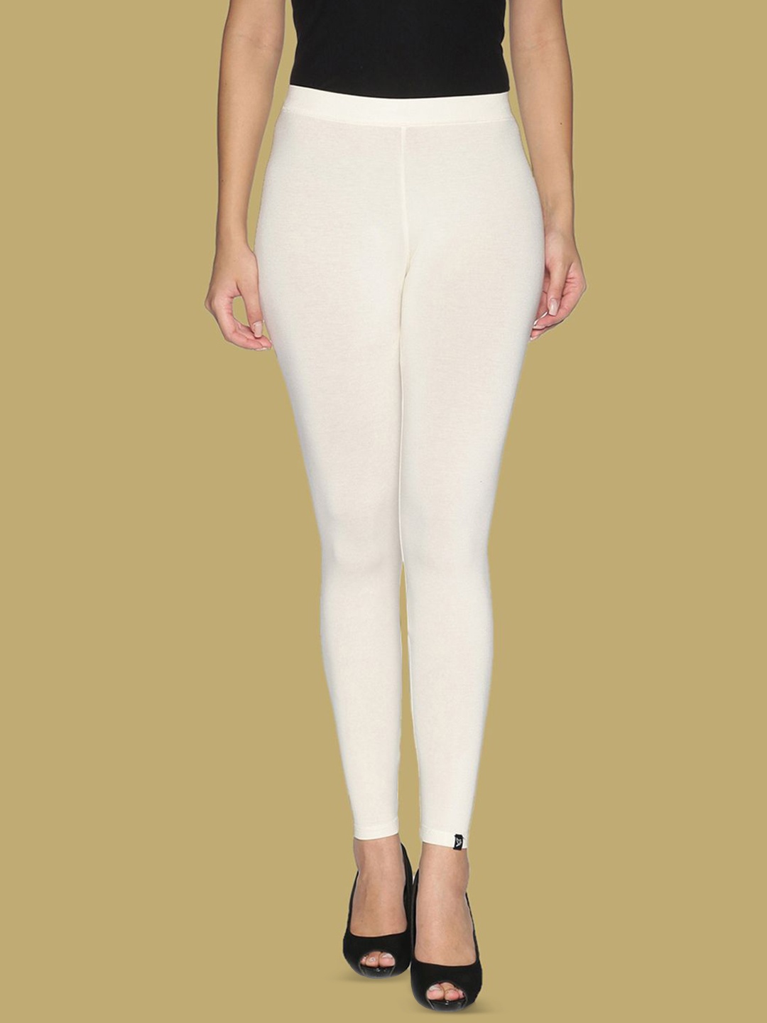 

TWIN BIRDS Ankle Length Slip-On Leggings, Cream
