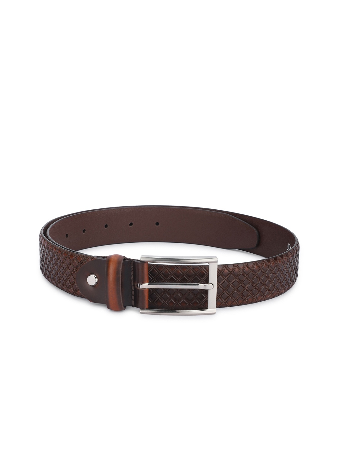 

WROGN Men Textured Leather Formal Belt, Brown