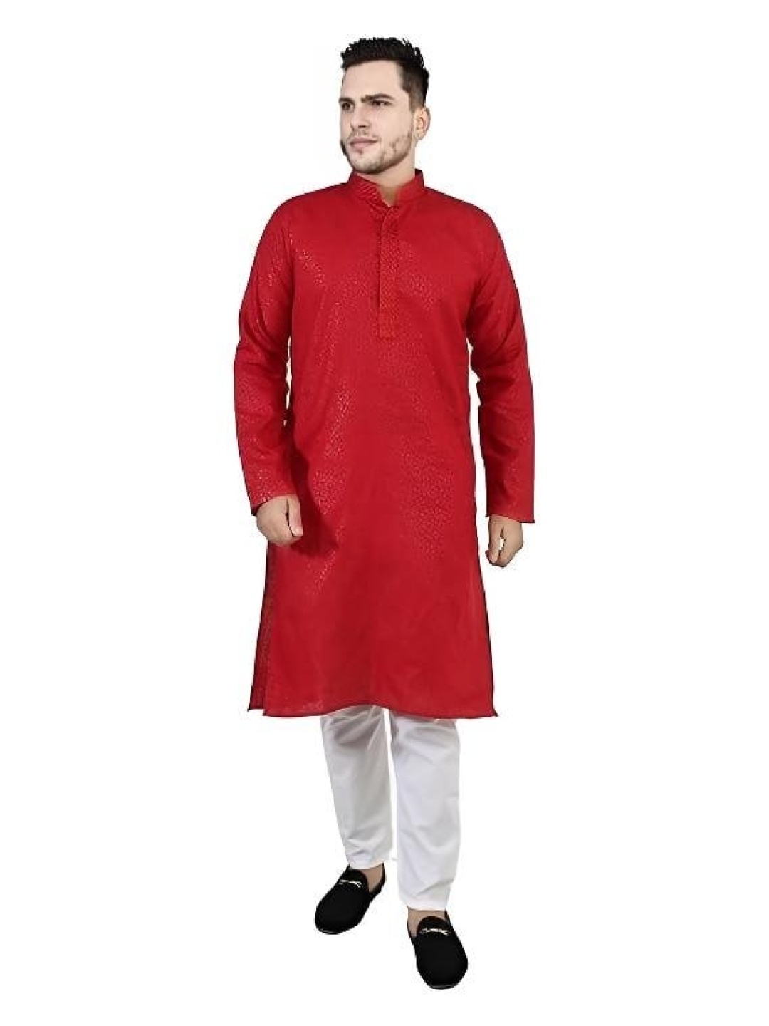 

Atly Men Regular Sequinned Kurta with Pyjamas, Red