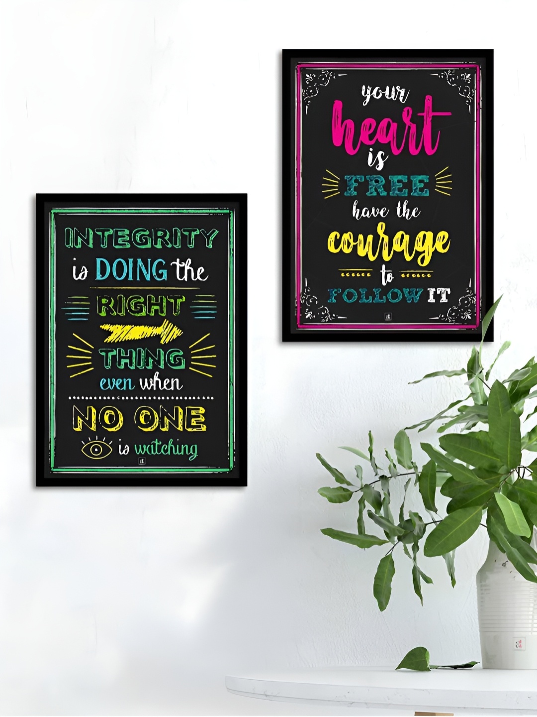 

Myntra Elegant Homes Black & Pink 2 Piece Synthetic Wood Abstract Wall Paintings