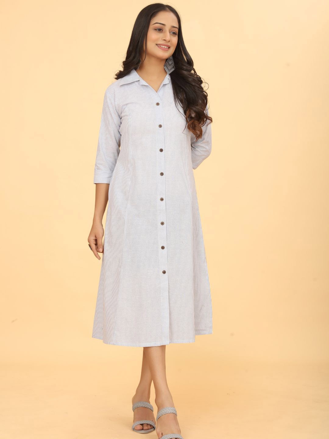 

Puretouch A-Line Pure Cotton Dress, Blue