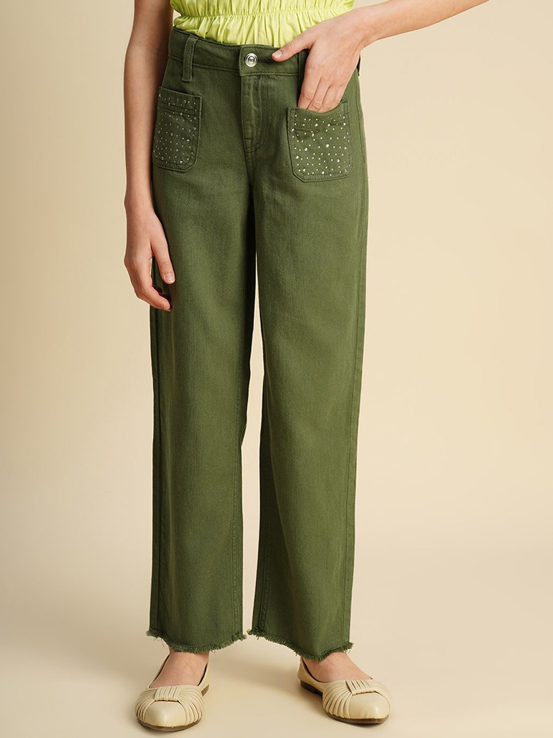 

Vero Moda Girls Wide Leg Jeans, Olive