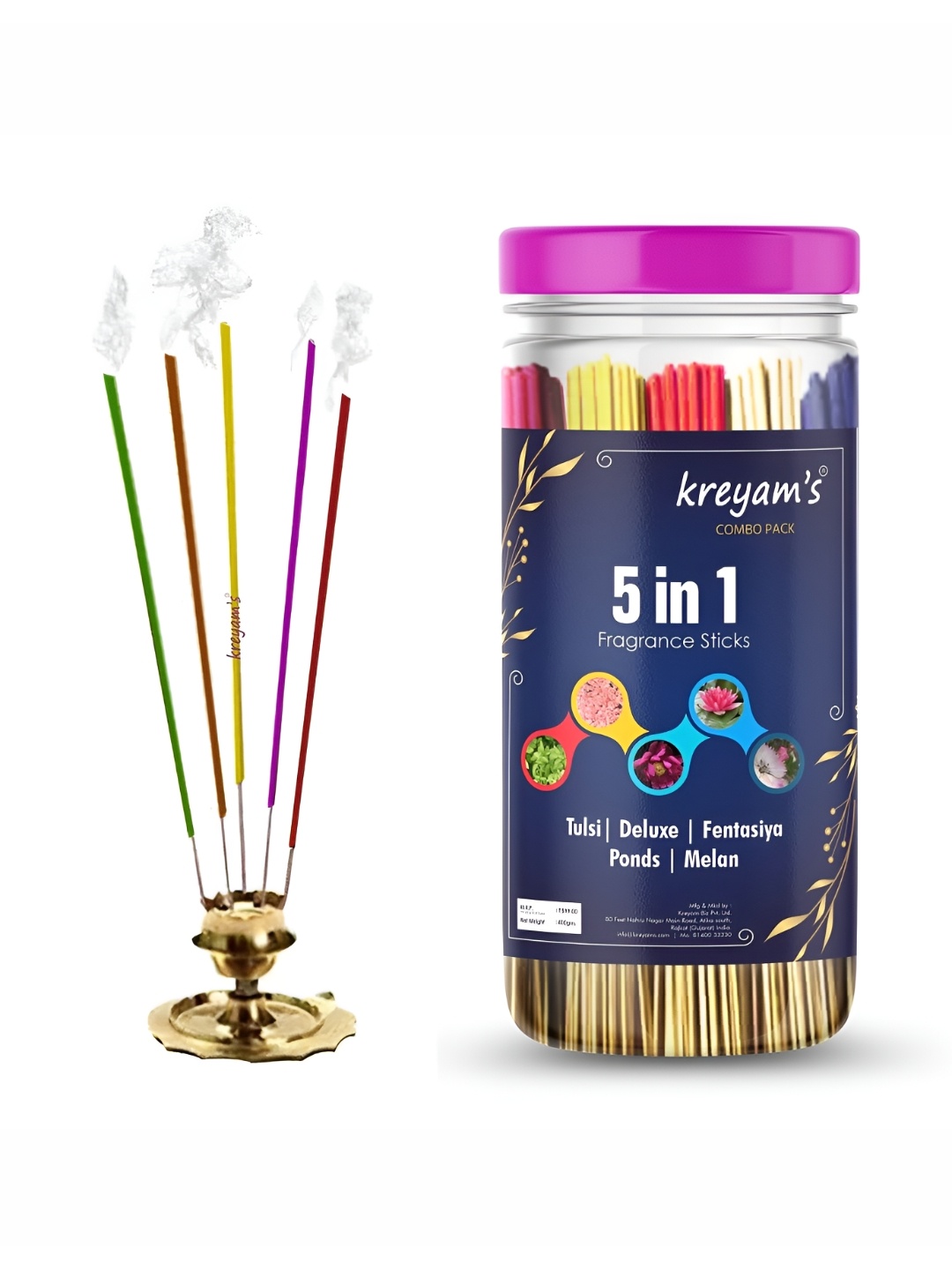 

kreyam's Yellow & Purple Wooden 5 In 1 Incense Sticks