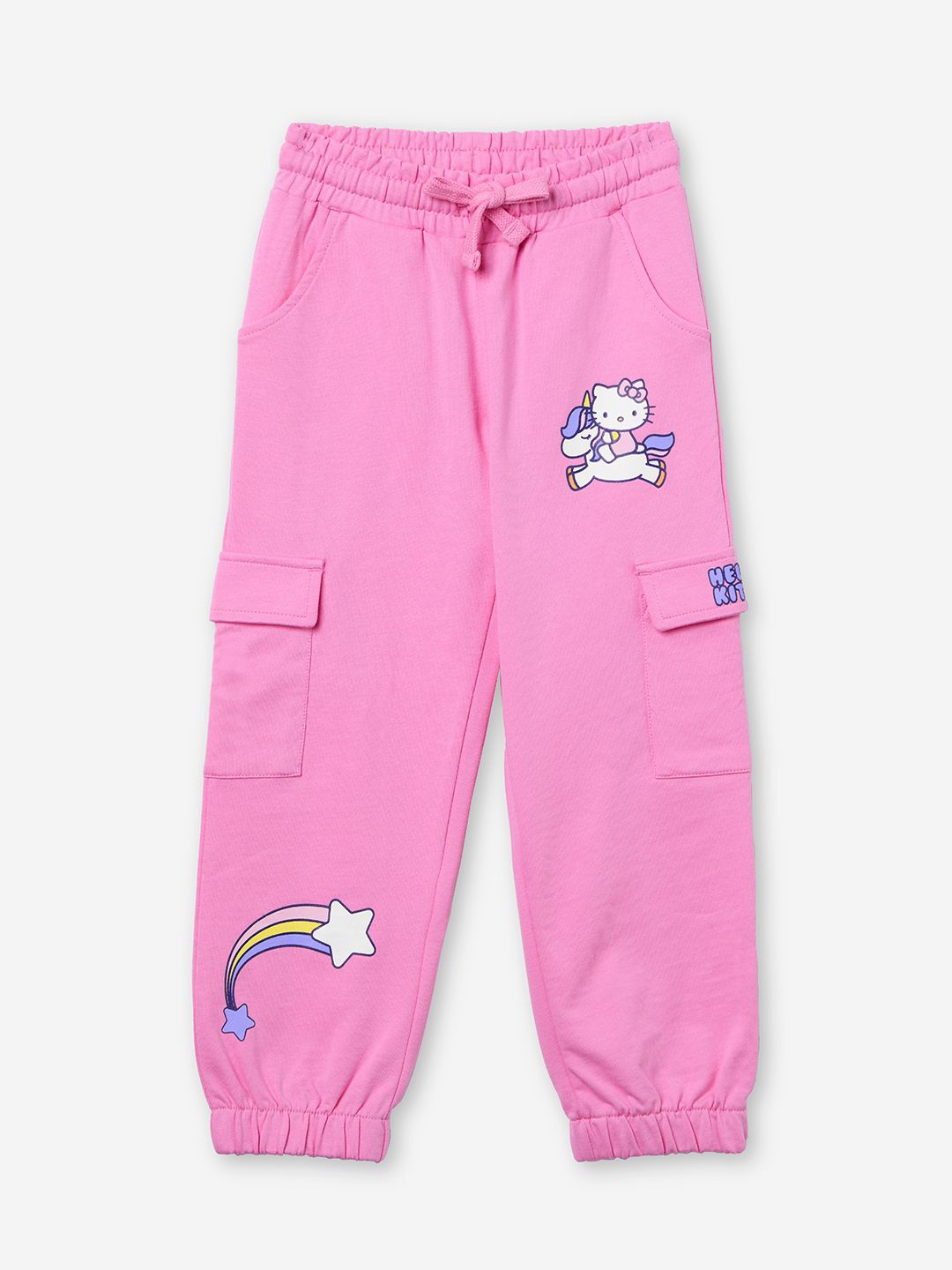 

The Souled Store Girls Cotton Hello Kitty Unicorn Printed Joggers, Pink