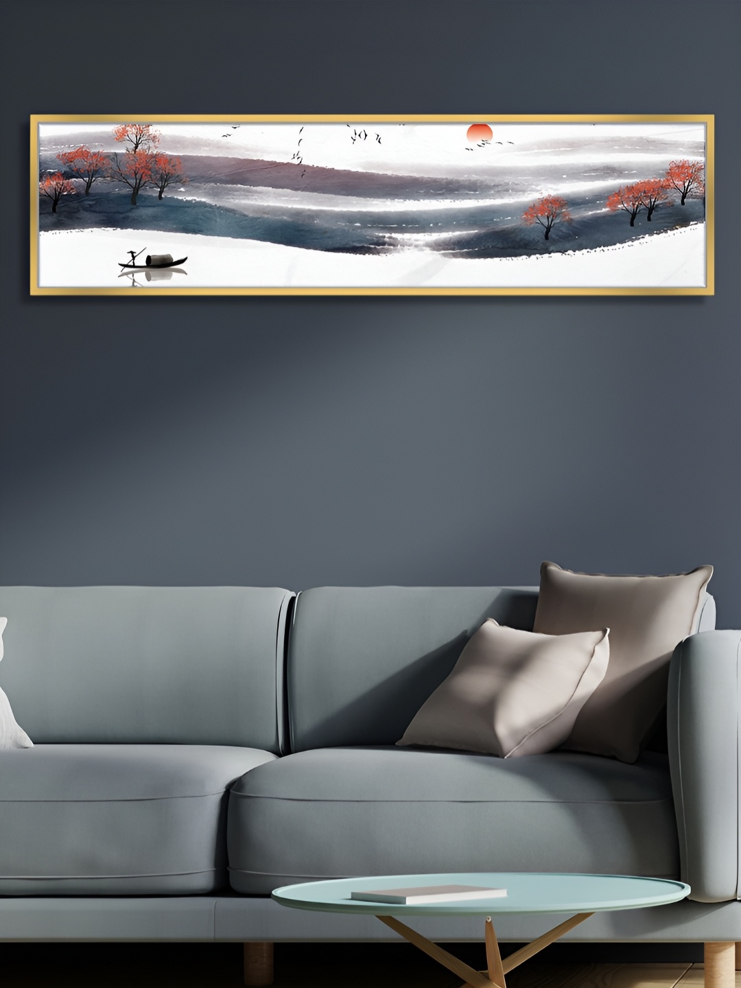 

Myntra Elegant Homes Orange & White Scenic Lake Canvas Wall Painting