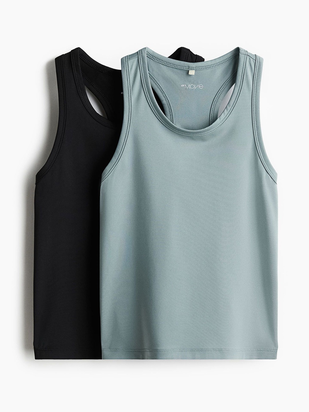 

H&M 2-Pack Sports Vest Tops With Dry Move, Turquoise blue