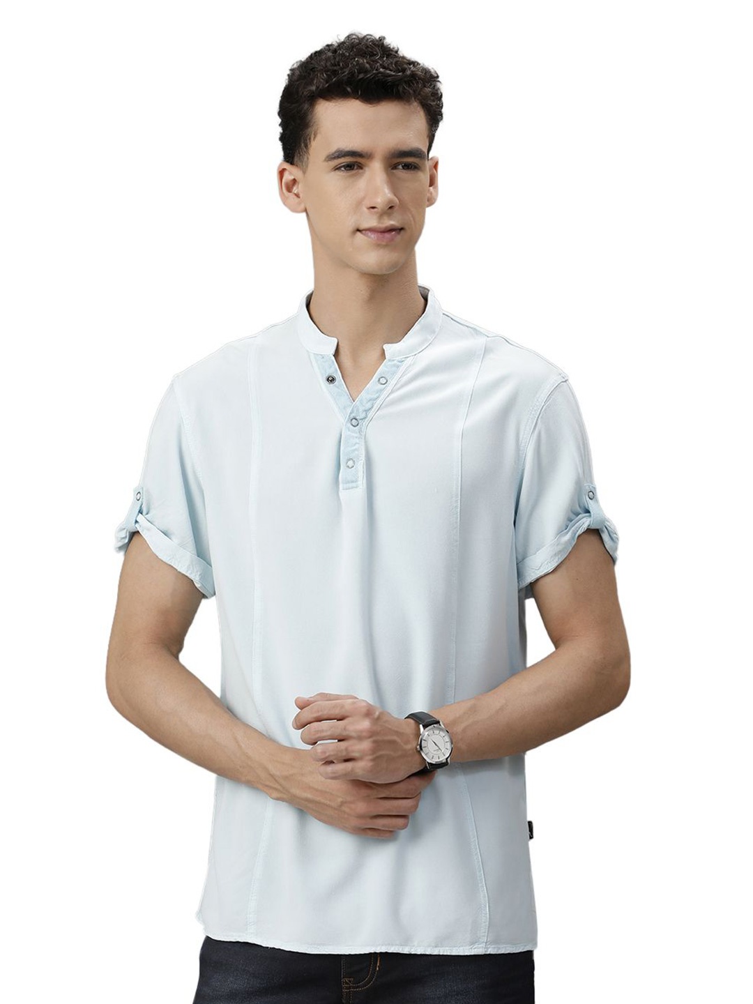 

IDENTITI Men Slim Fit Opaque Casual Shirt, Blue
