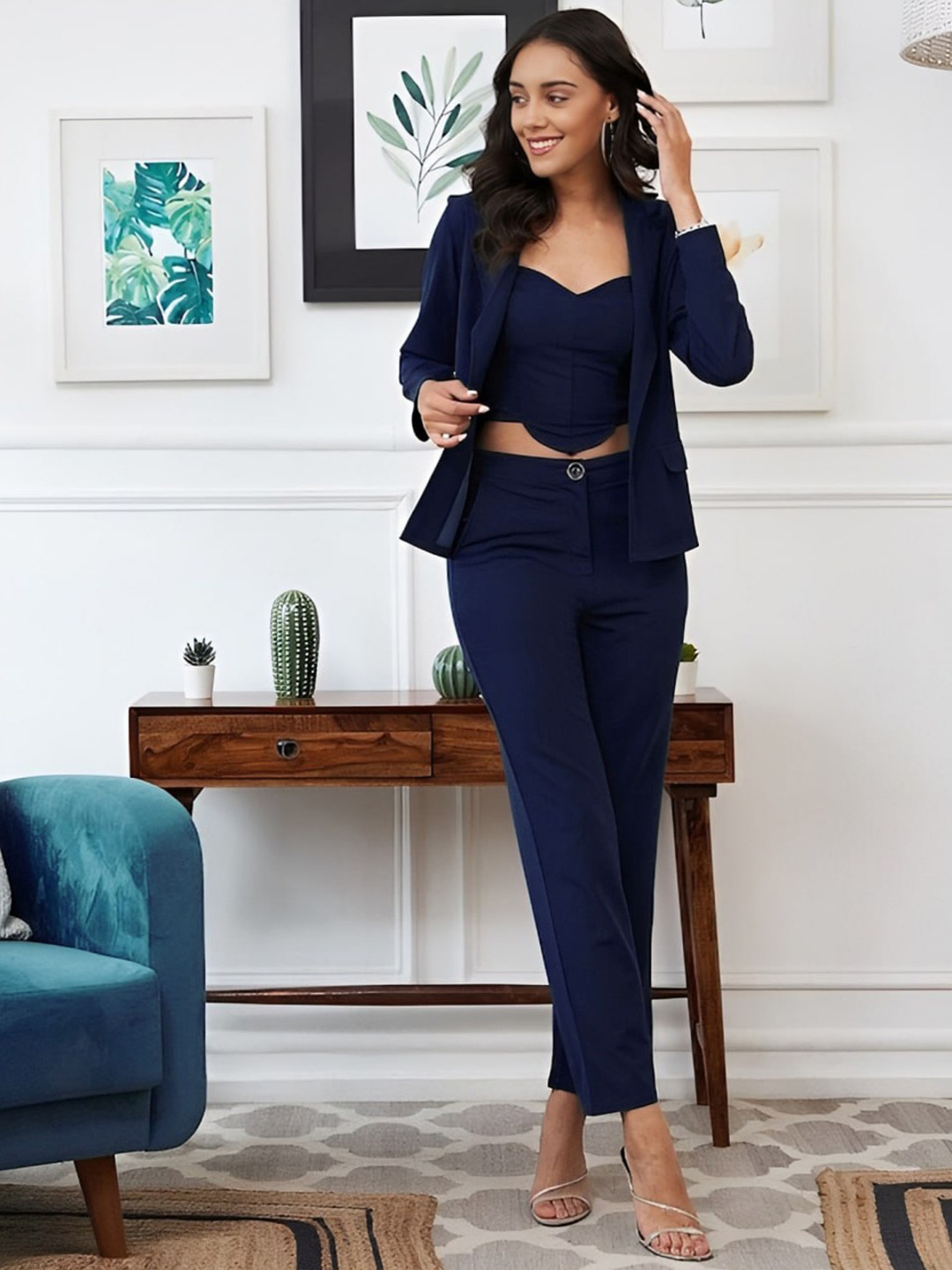 

CORSICA Long Sleeves Top & Trousers & BlazerCo-Ords, Blue