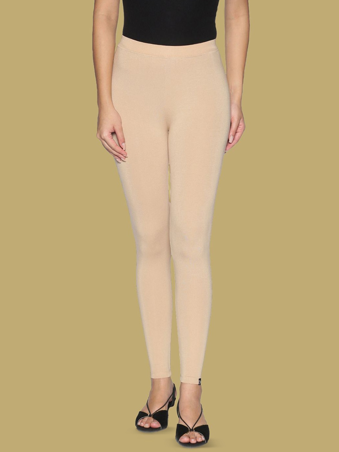 

TWIN BIRDS Women Viscose Blend Solid Wheat Grain Ankle Length Legging, Beige