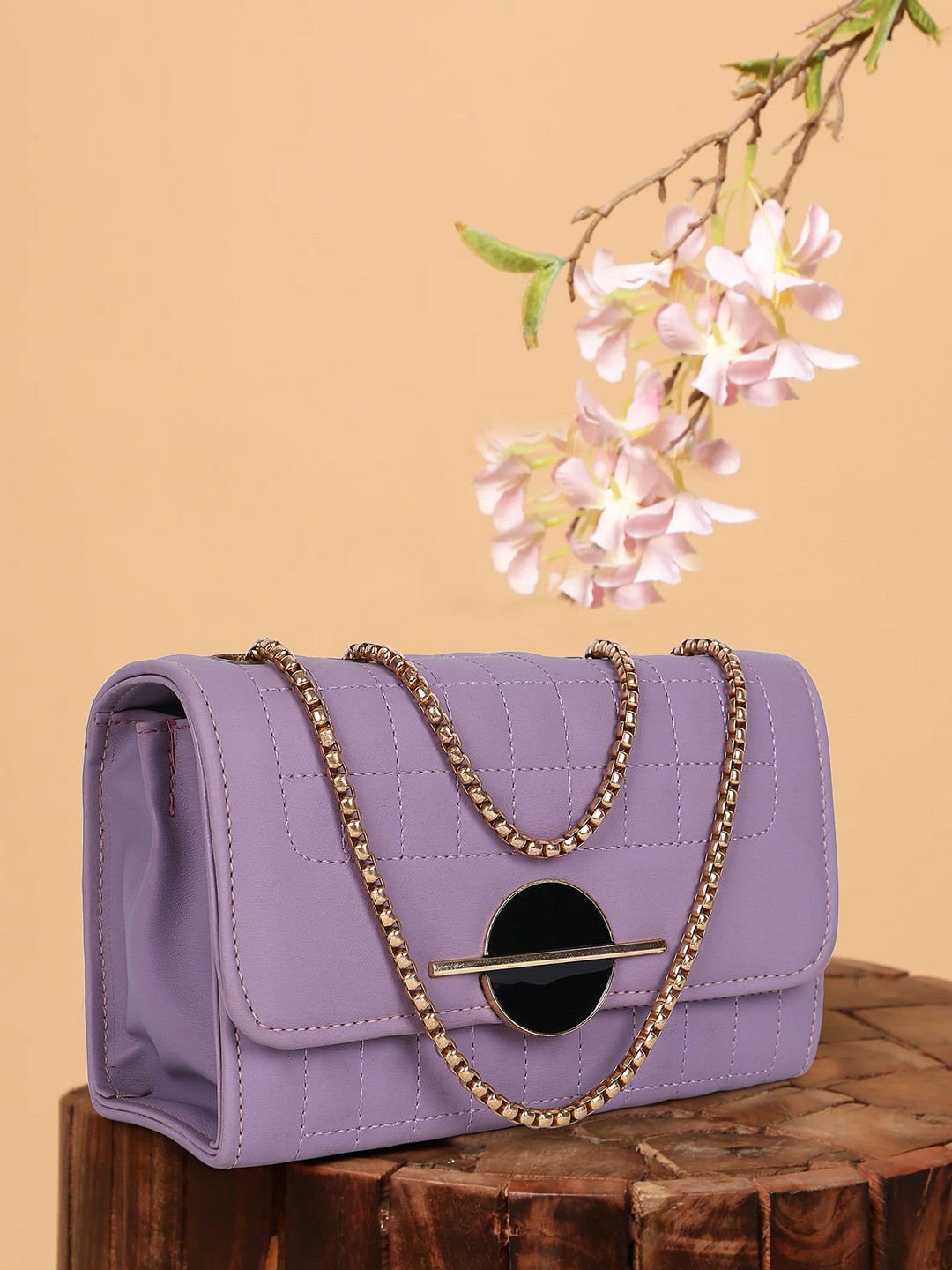 

LADY QUINTON PU Structured Sling Bag with Applique, Purple